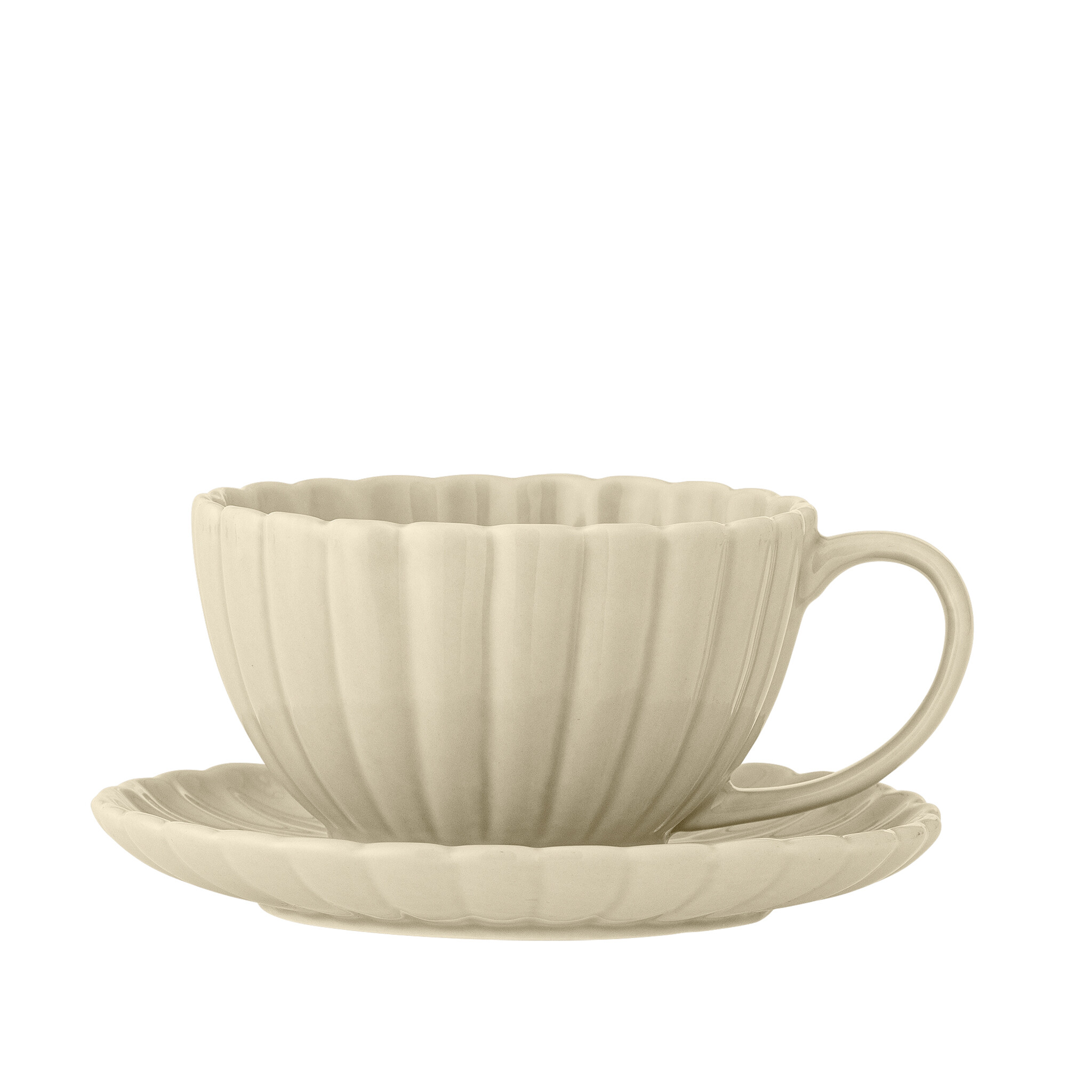 Latina Tasse mit Untertasse, Steingut, natur 