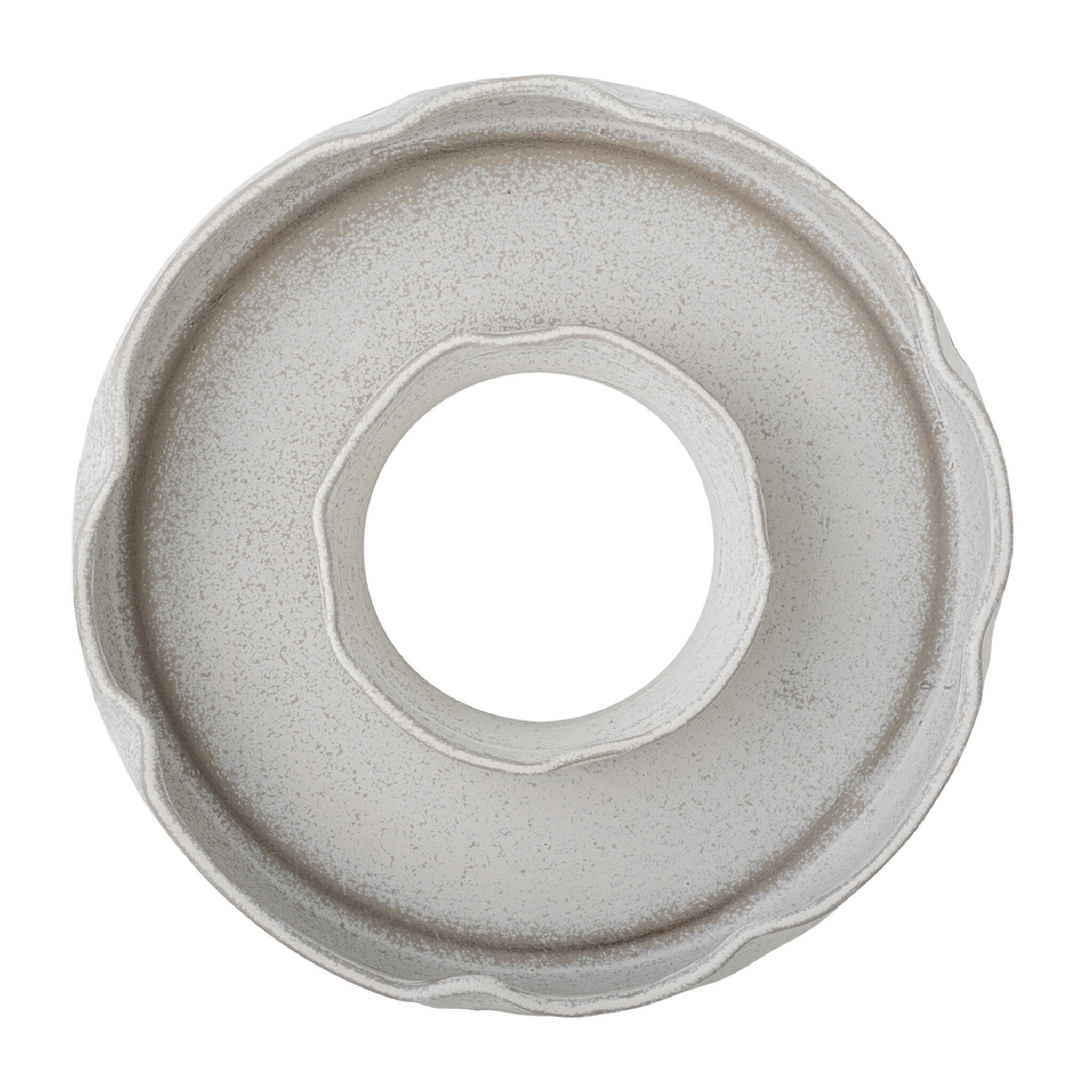 Leda Tablett aus Steingut, rund, grau 