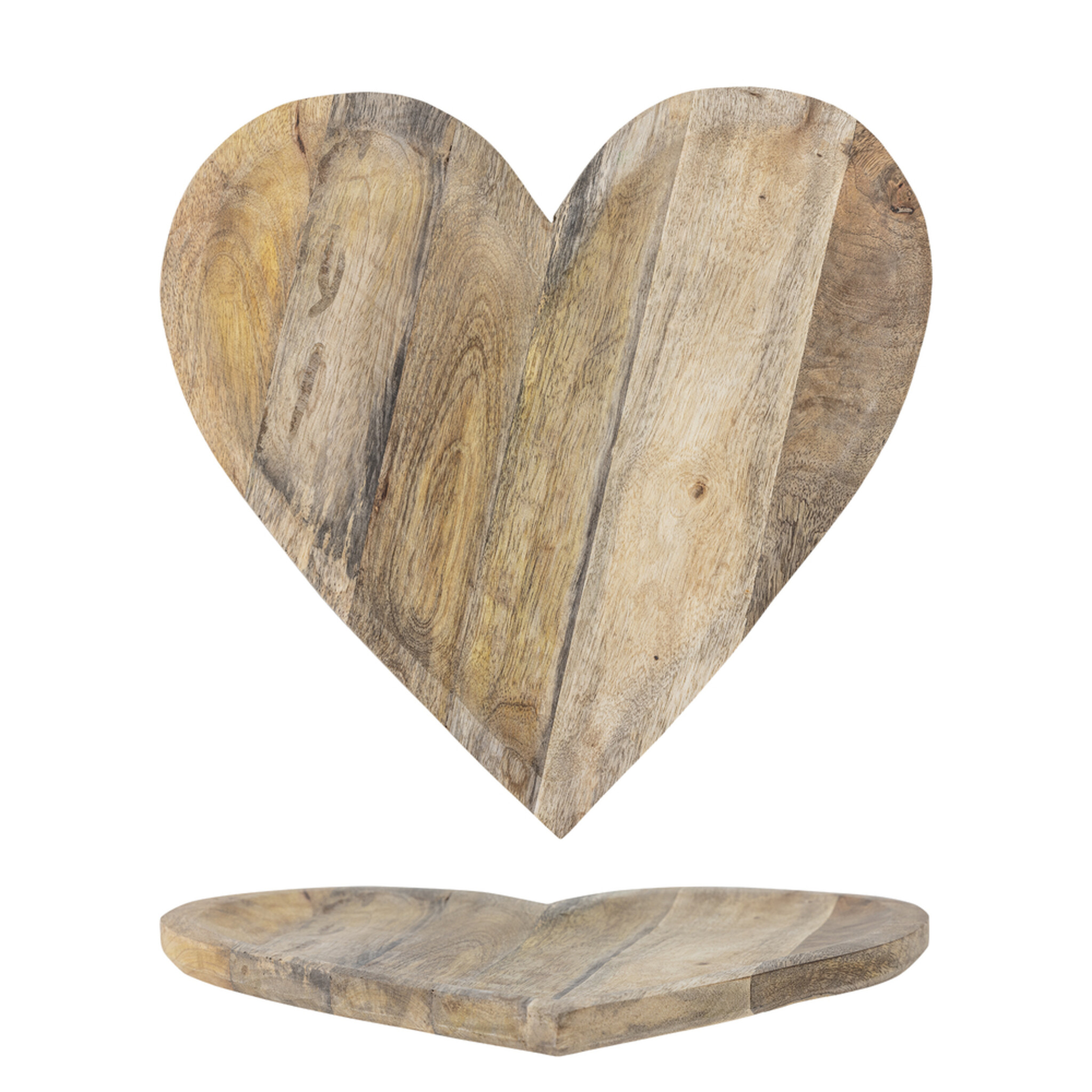 Lotuz Tablett in Herzform aus Mangoholz, natur 