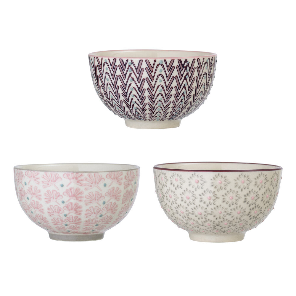 Maya Schale, Violett, Steingut 3er-Set, purple 