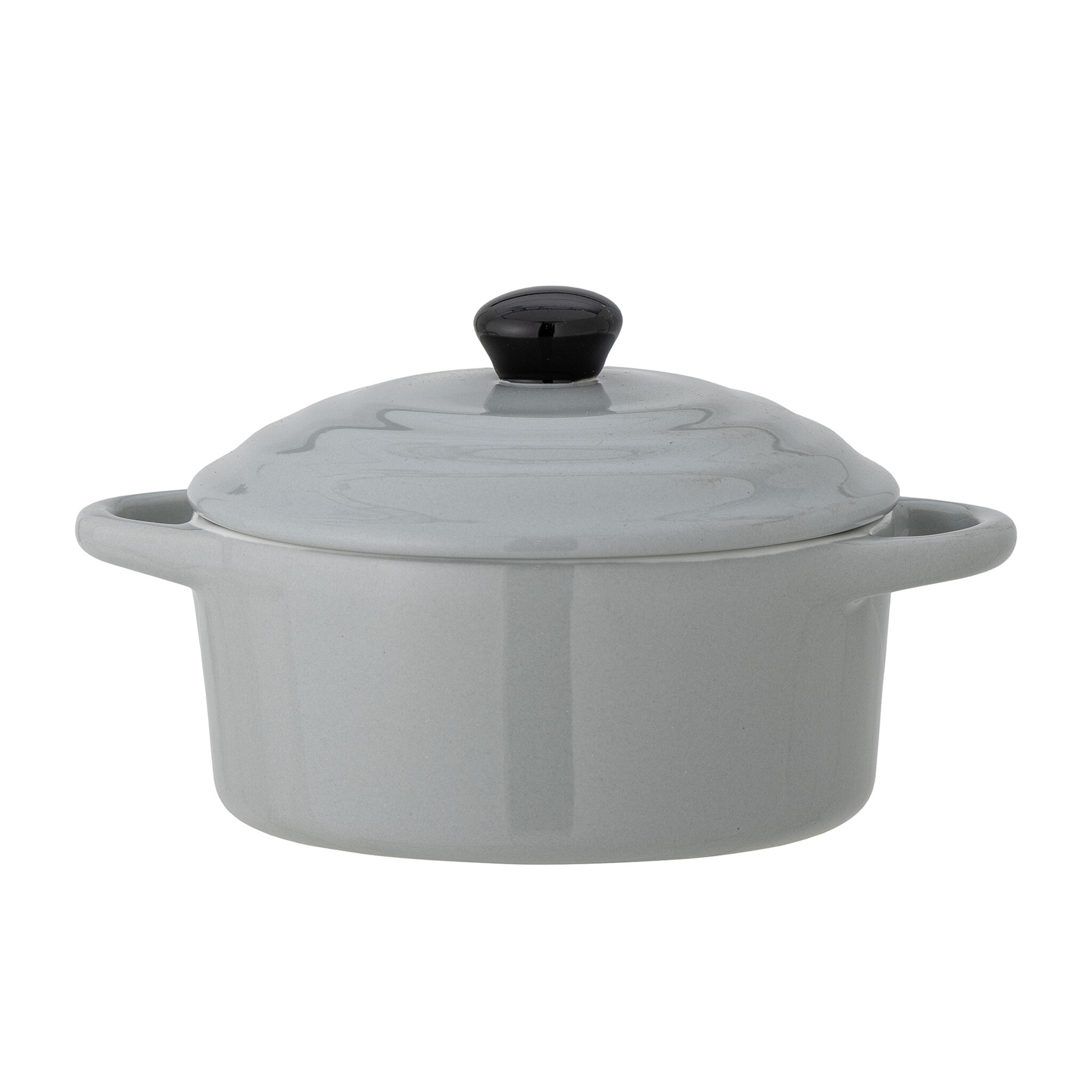 Ofenform Thanos mit Deckel aus Steingut, grau 