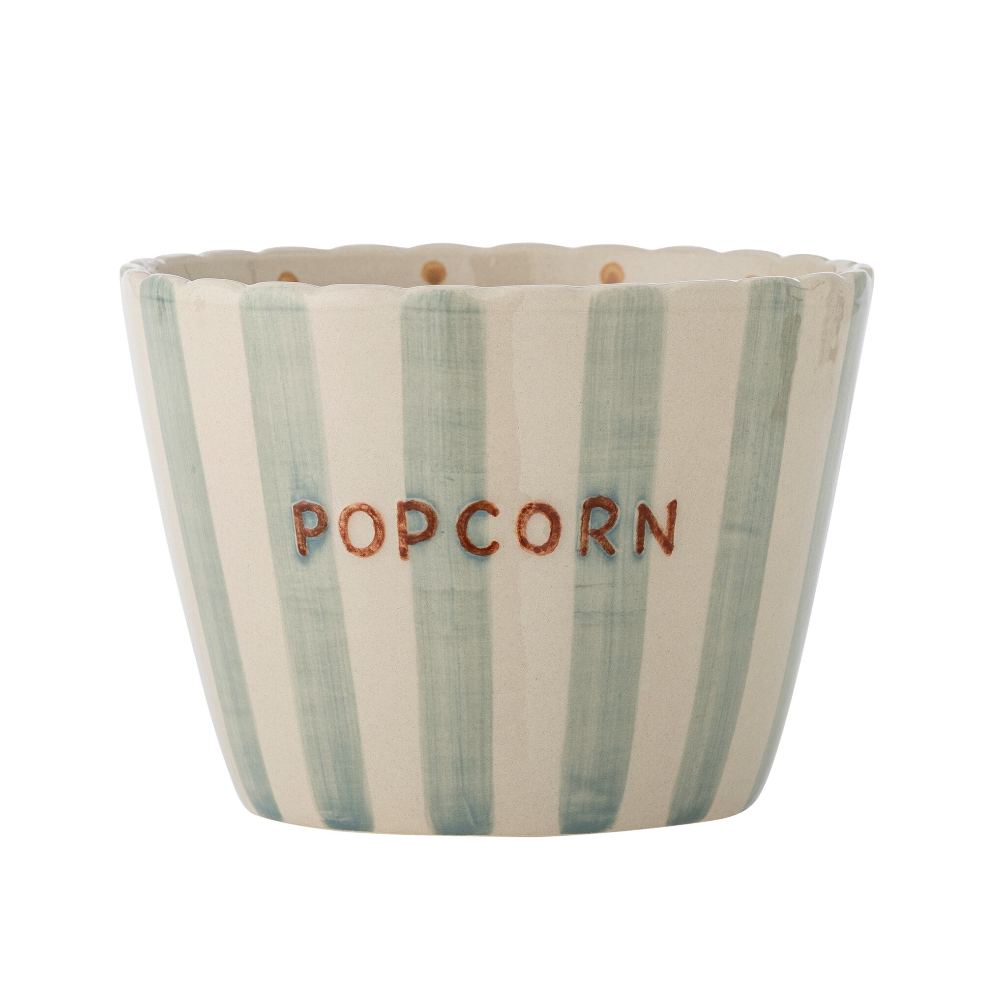 Popcorn Schale Bunt – Handbemaltes Steingut im Hygge-Stil, blau 