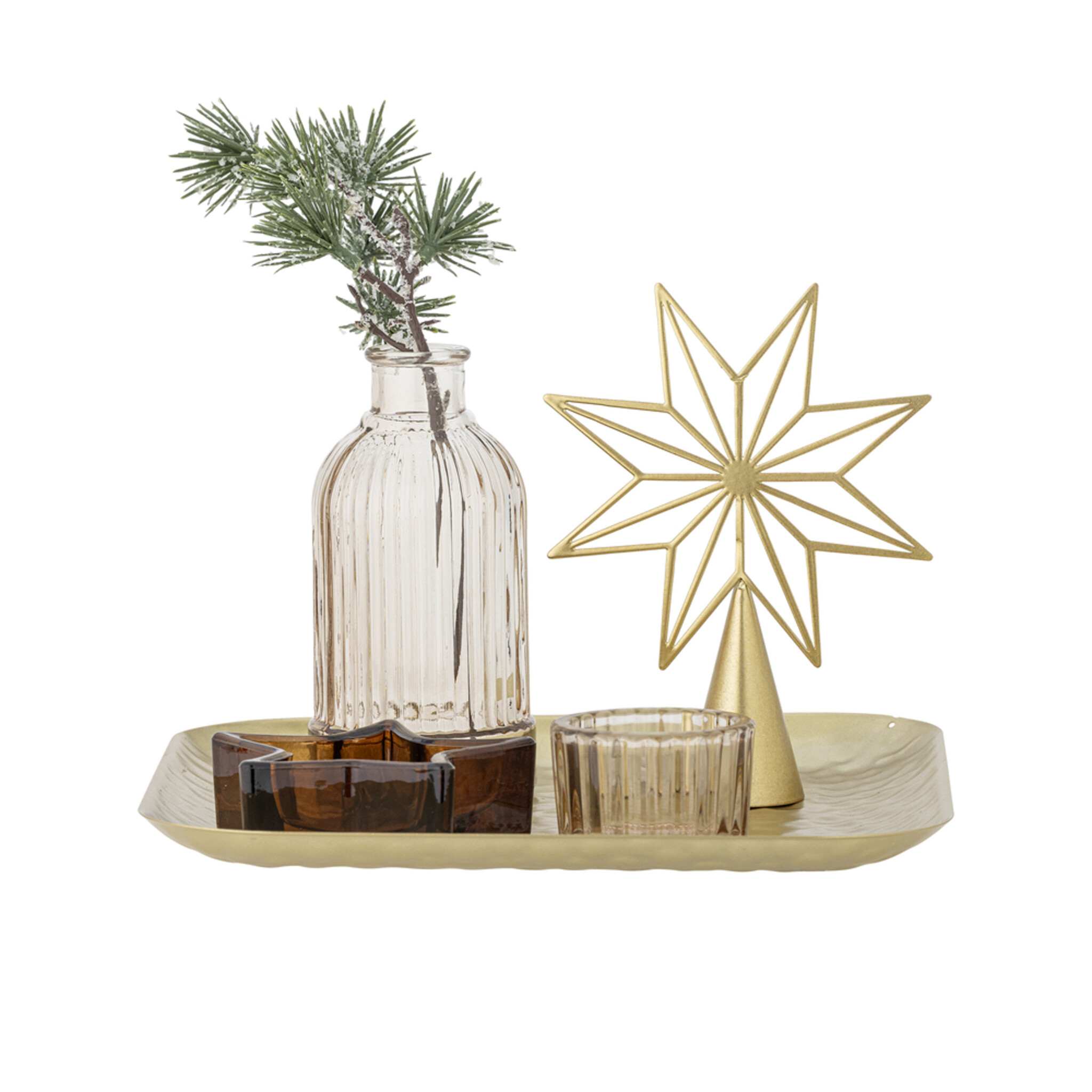 Sanga Tablett mit Teelichthaltern, Weihnachten, quadratisch, gold 