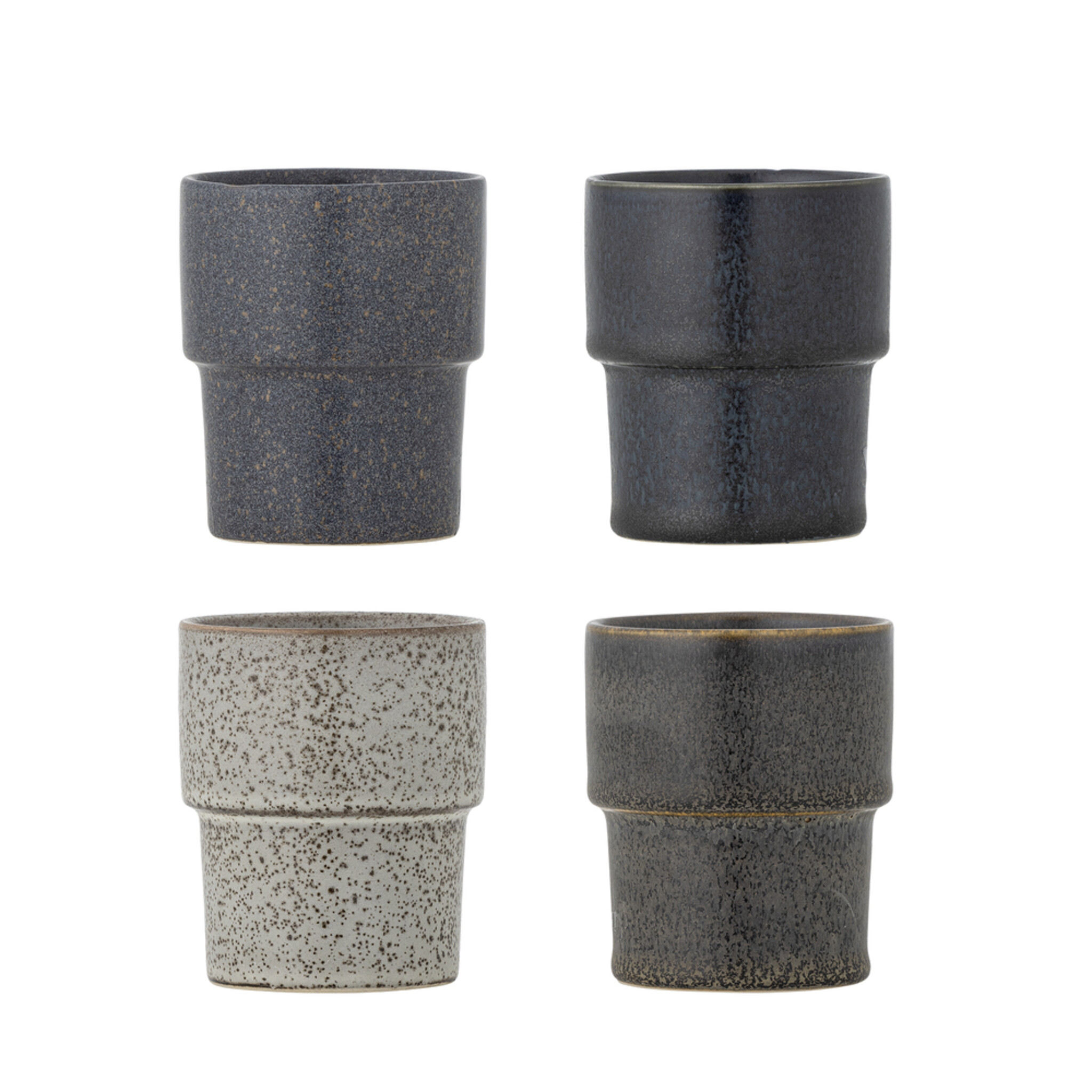 Stapelbarer Steingut Becher Ewan 4er-Set, braun 