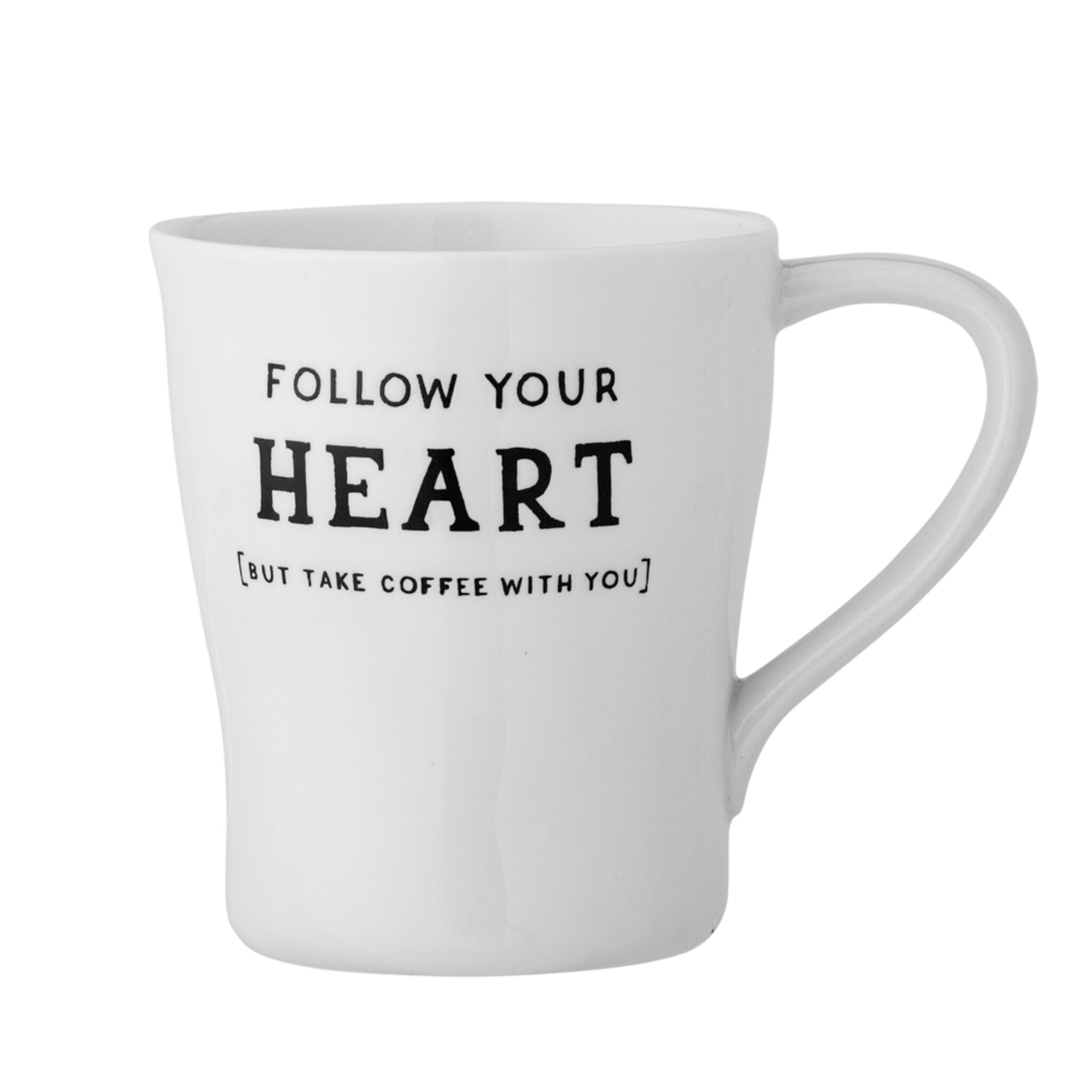 Tasse Wendy mit Schrift, Steingut, weiss 