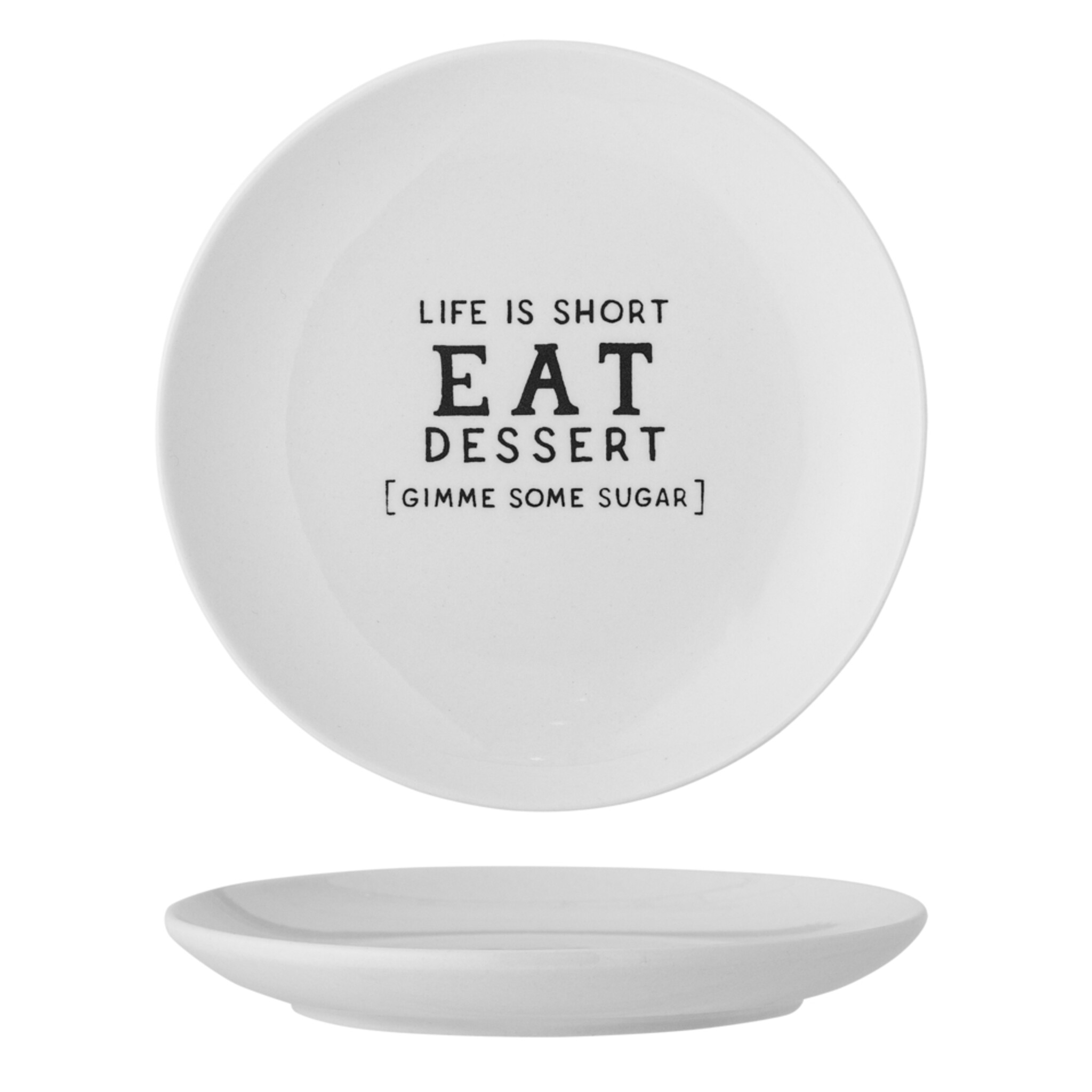 Telly Wendy mit Schrift, Steingut, weiss 