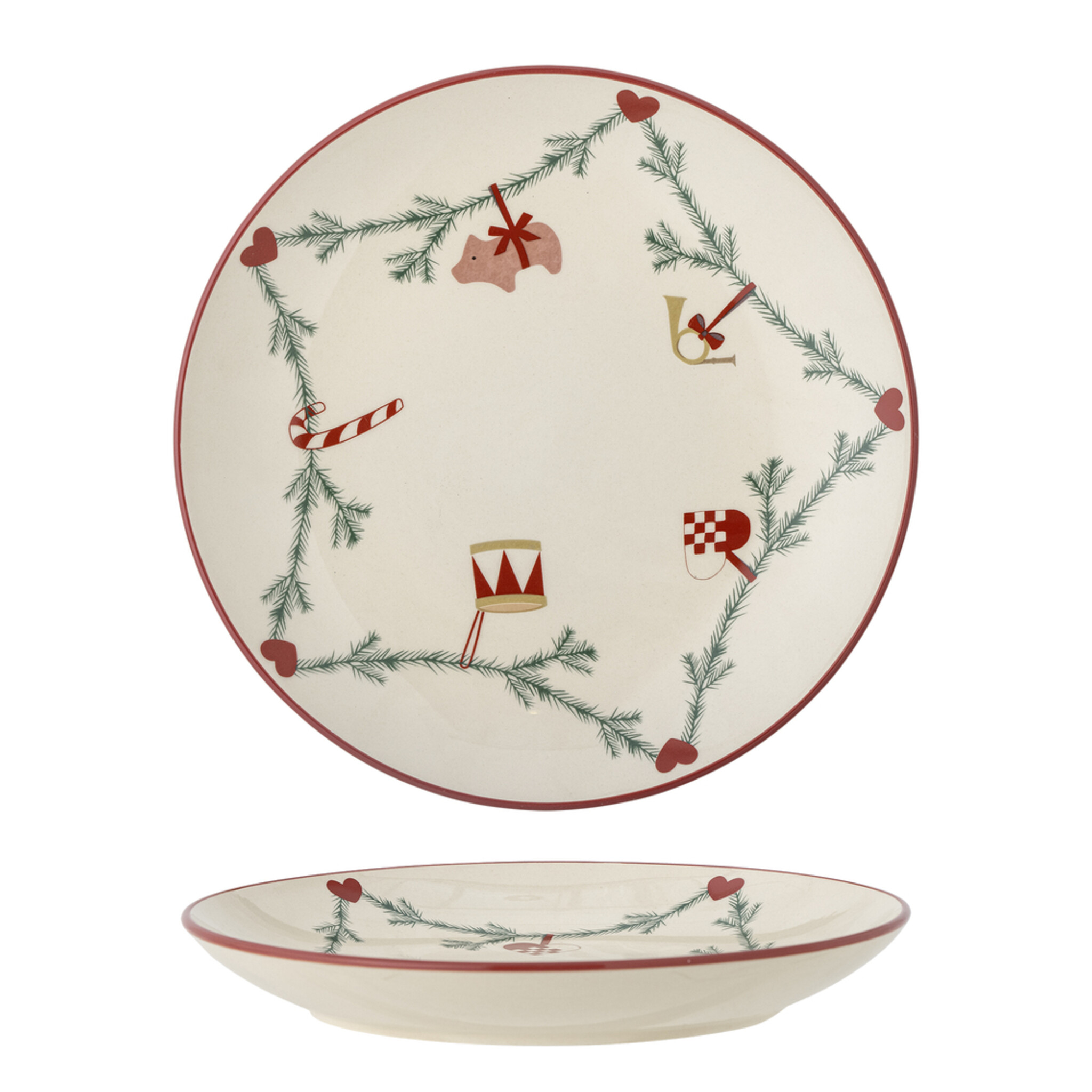 Weihnachtsteller Yule, Steingut, creme 
