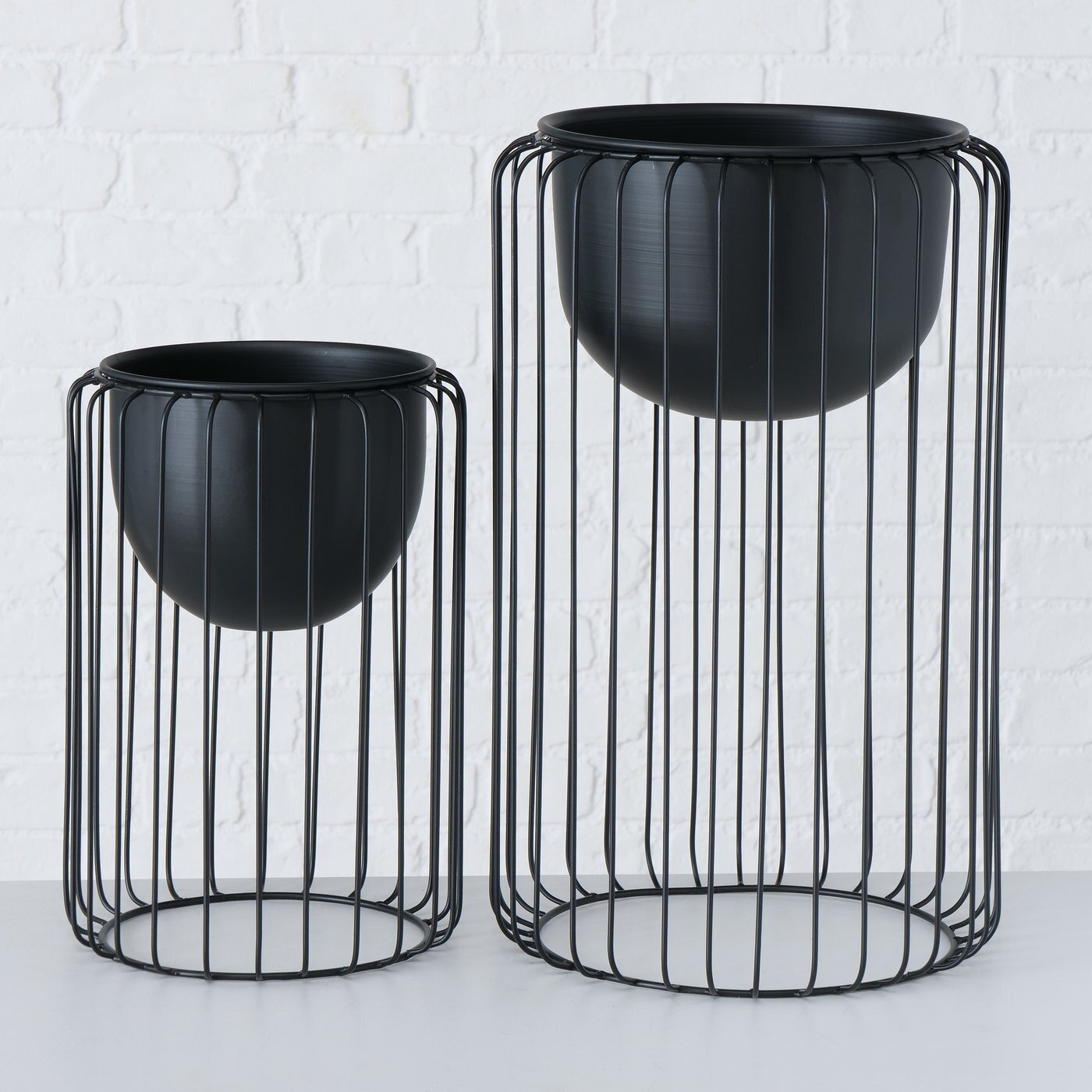 2er Set Blumentopf Vaso, schwarz