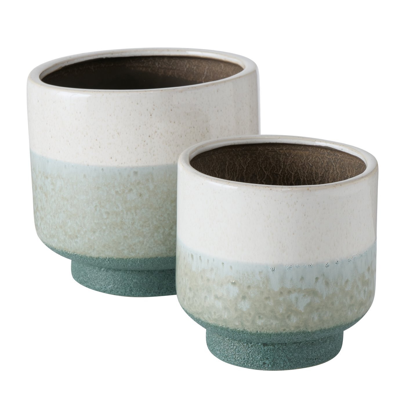 2er Set Pflanztopf aus Keramik, grün 