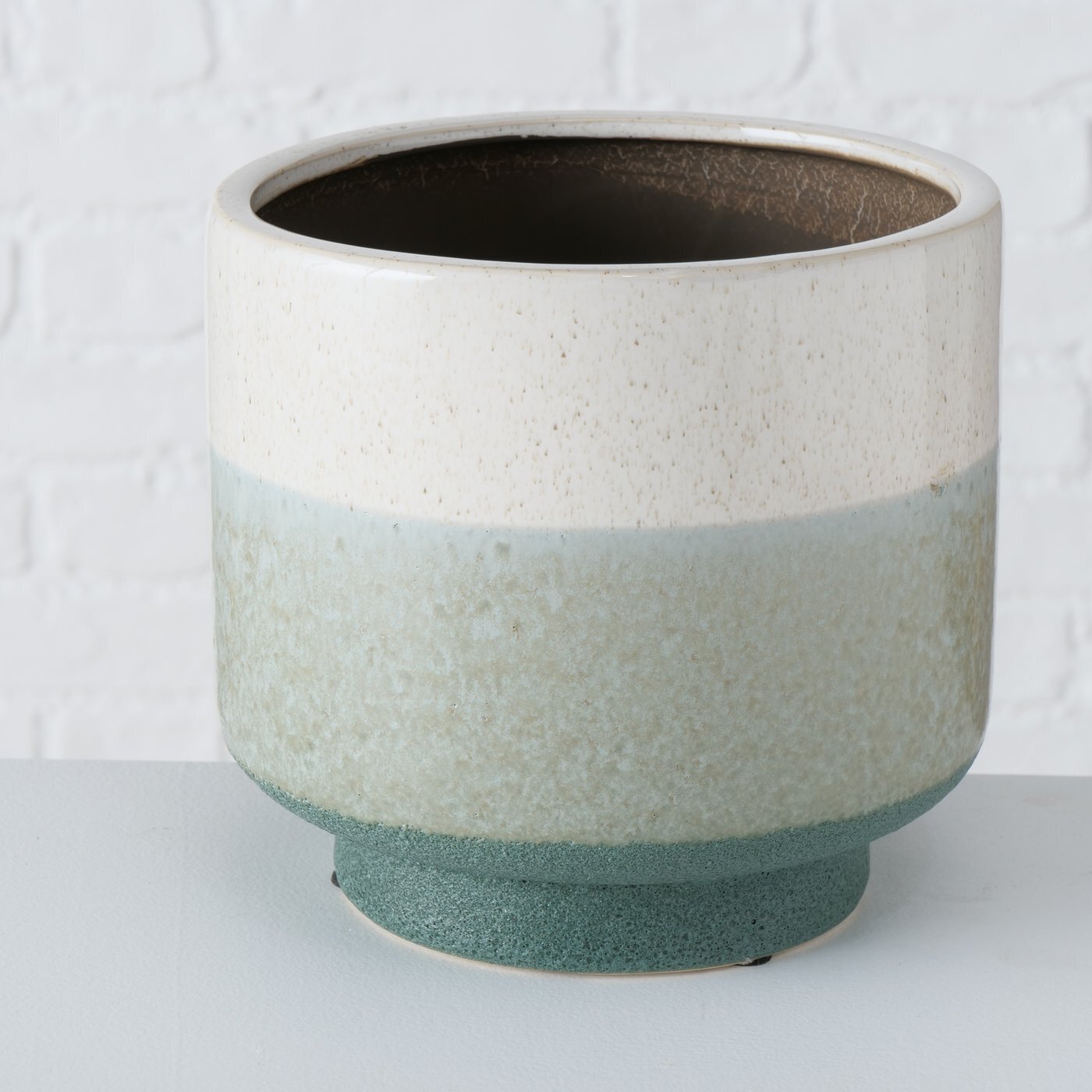 2er Set Pflanztopf aus Keramik, grün 