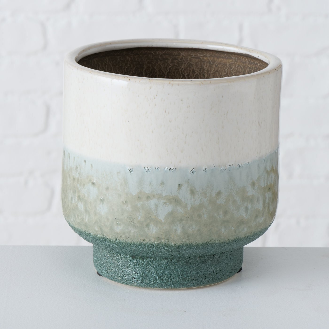 2er Set Pflanztopf aus Keramik, grün 