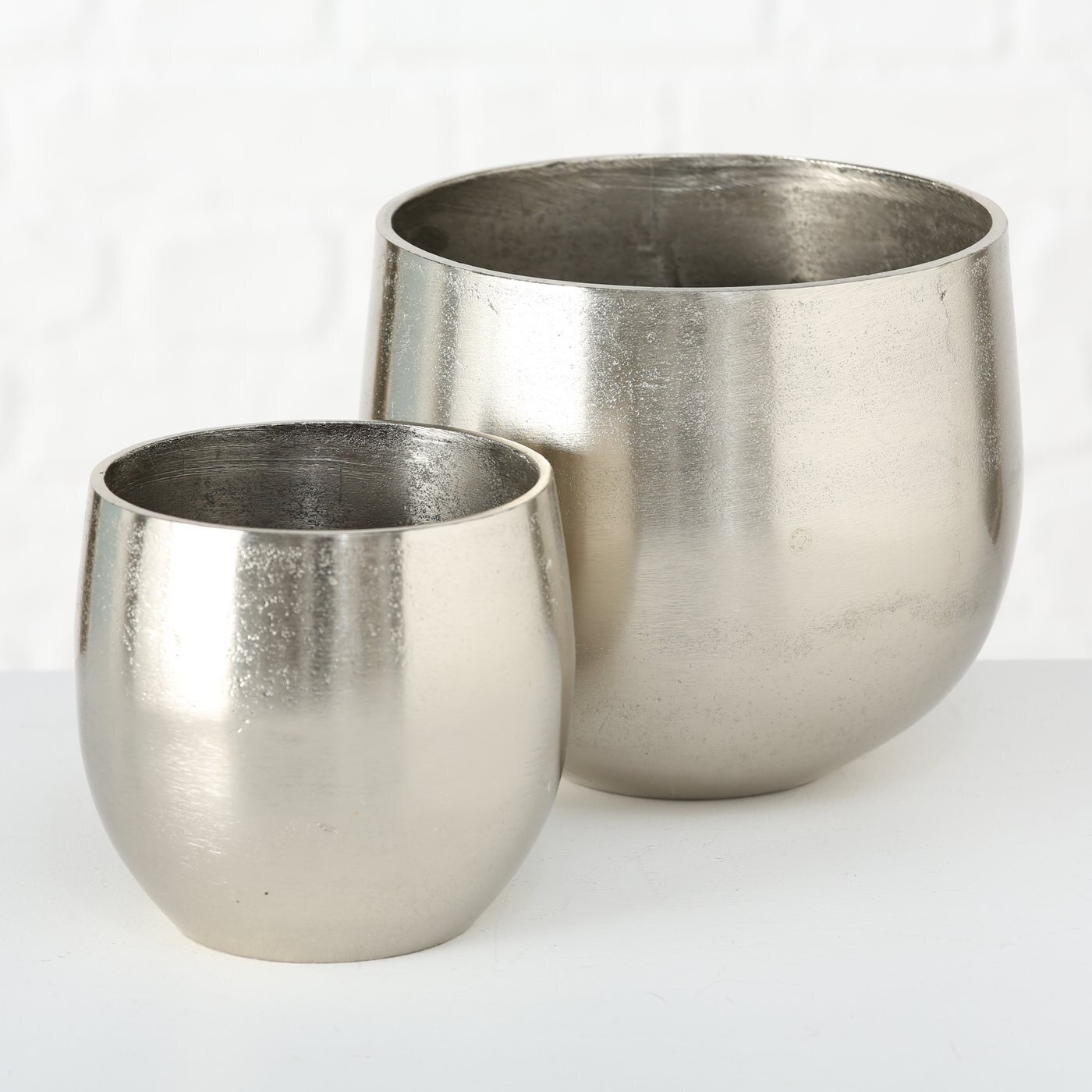 2er Set Pflanztopf Blumentopf Flaire, silber 