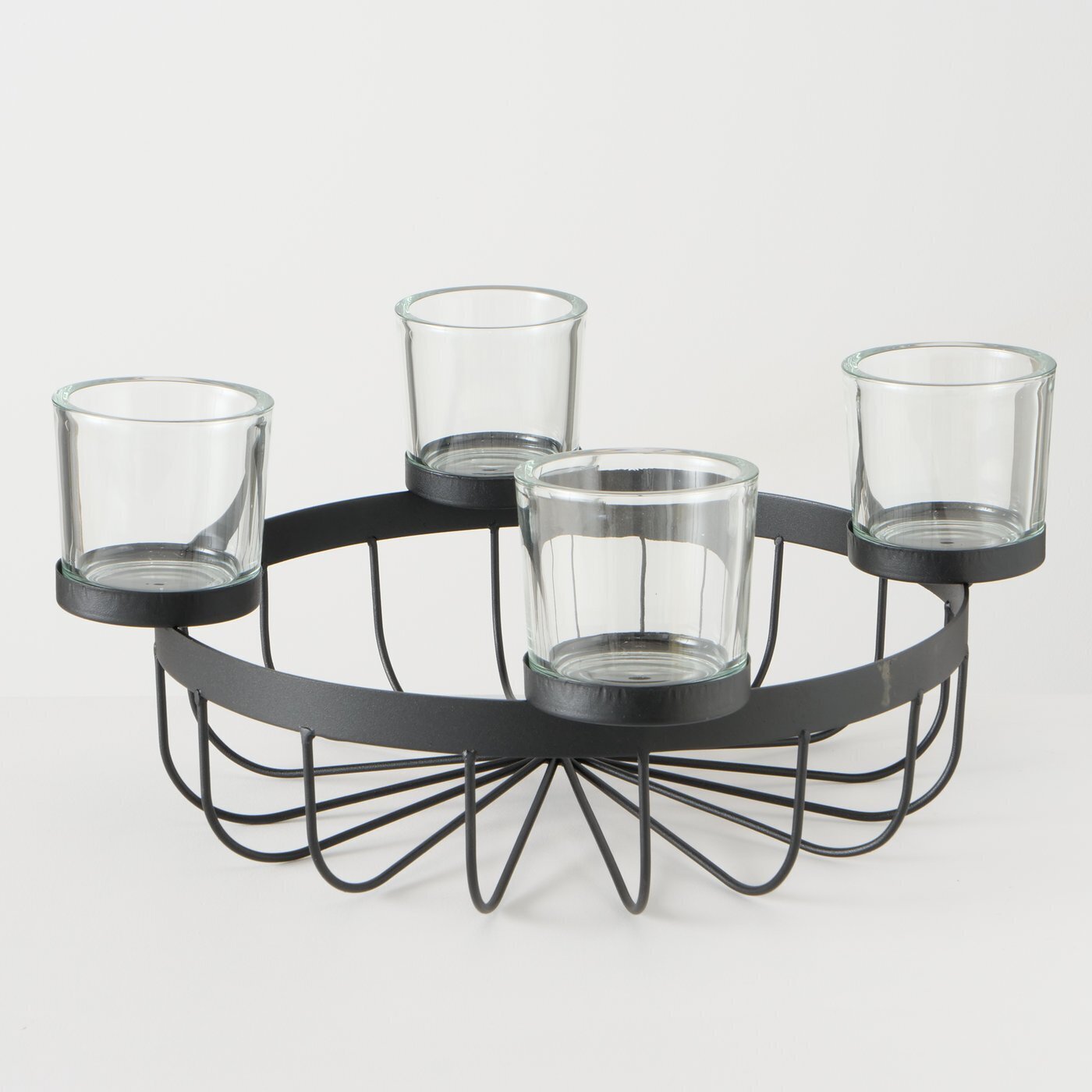 2er Set Schale mit Kerzenhalter Jonna, schwarz 