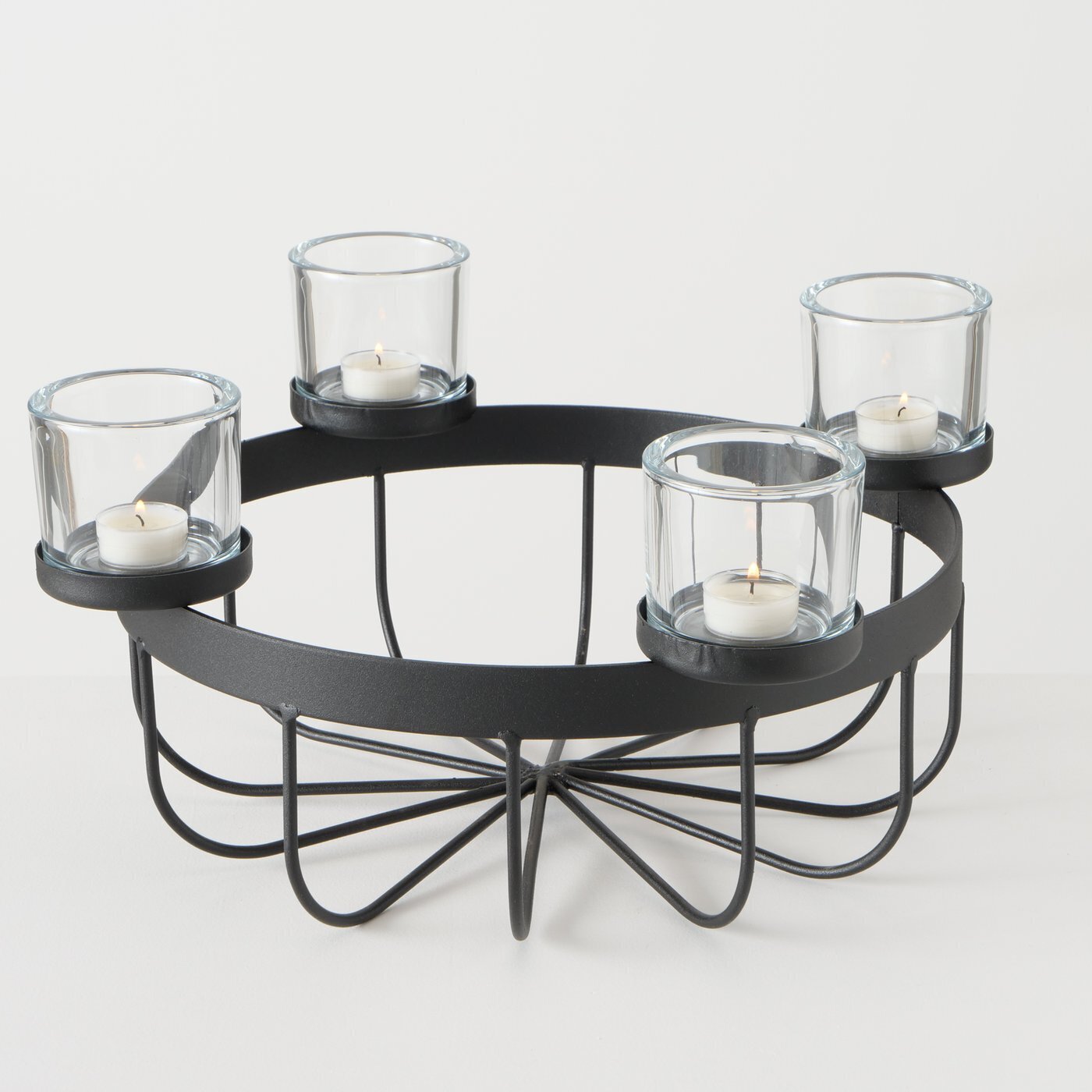 2er Set Schale mit Kerzenhalter Jonna, schwarz 