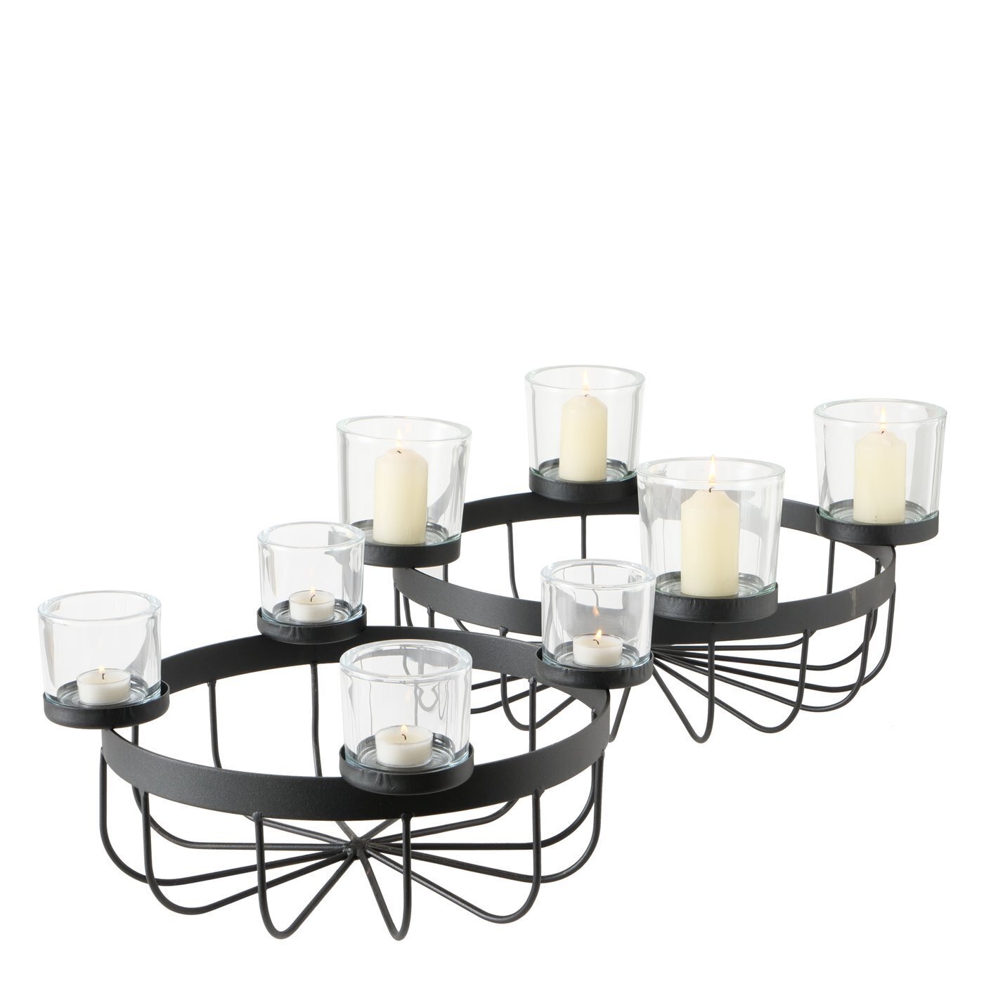 2er Set Schale mit Kerzenhalter Jonna, schwarz 