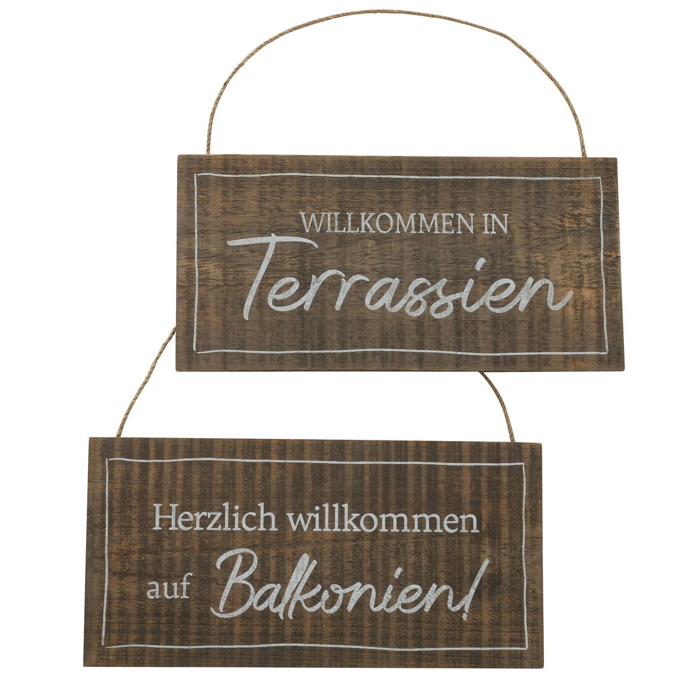 2er Set Schild Balkonien Terrassien, braun 