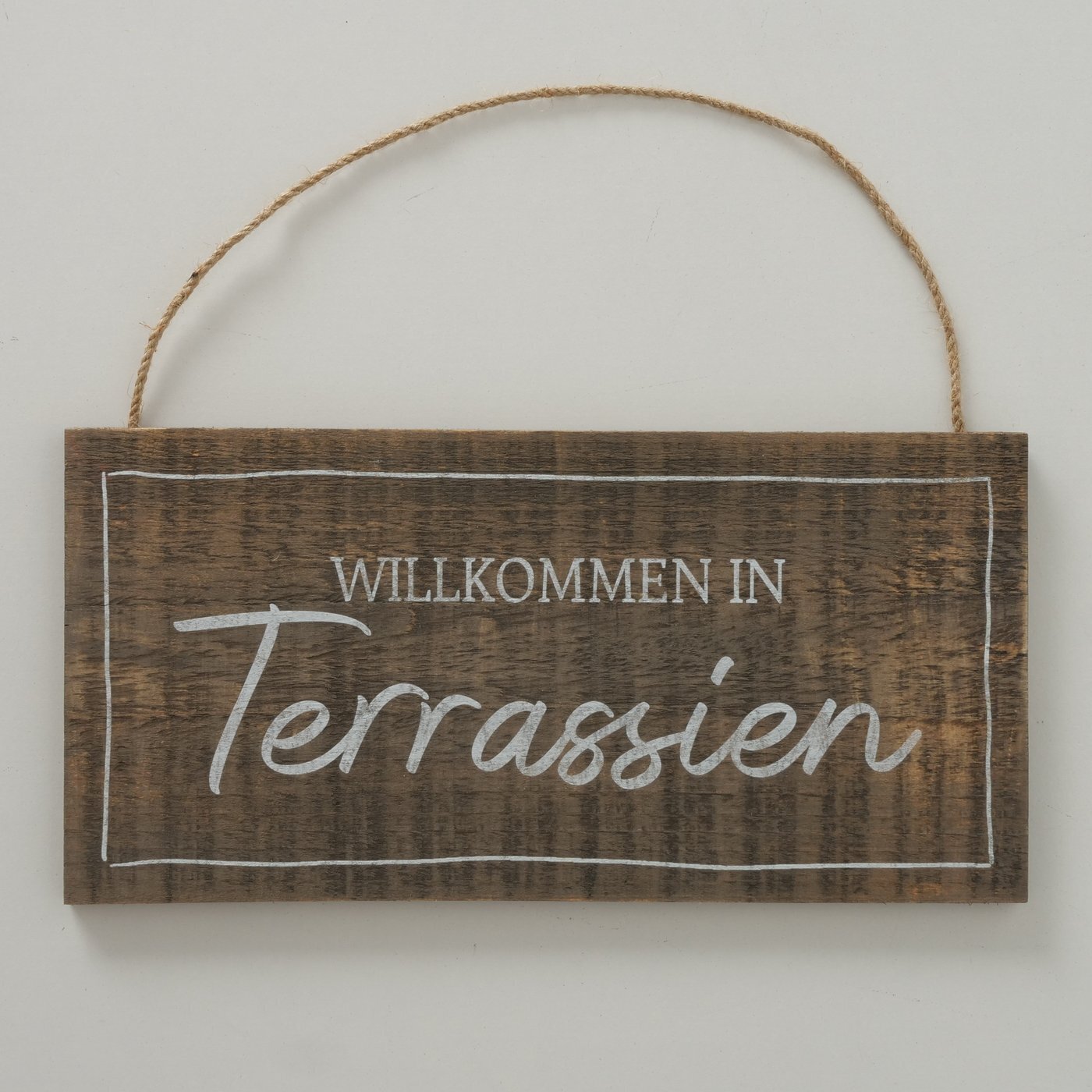 2er Set Schild Balkonien Terrassien, braun 
