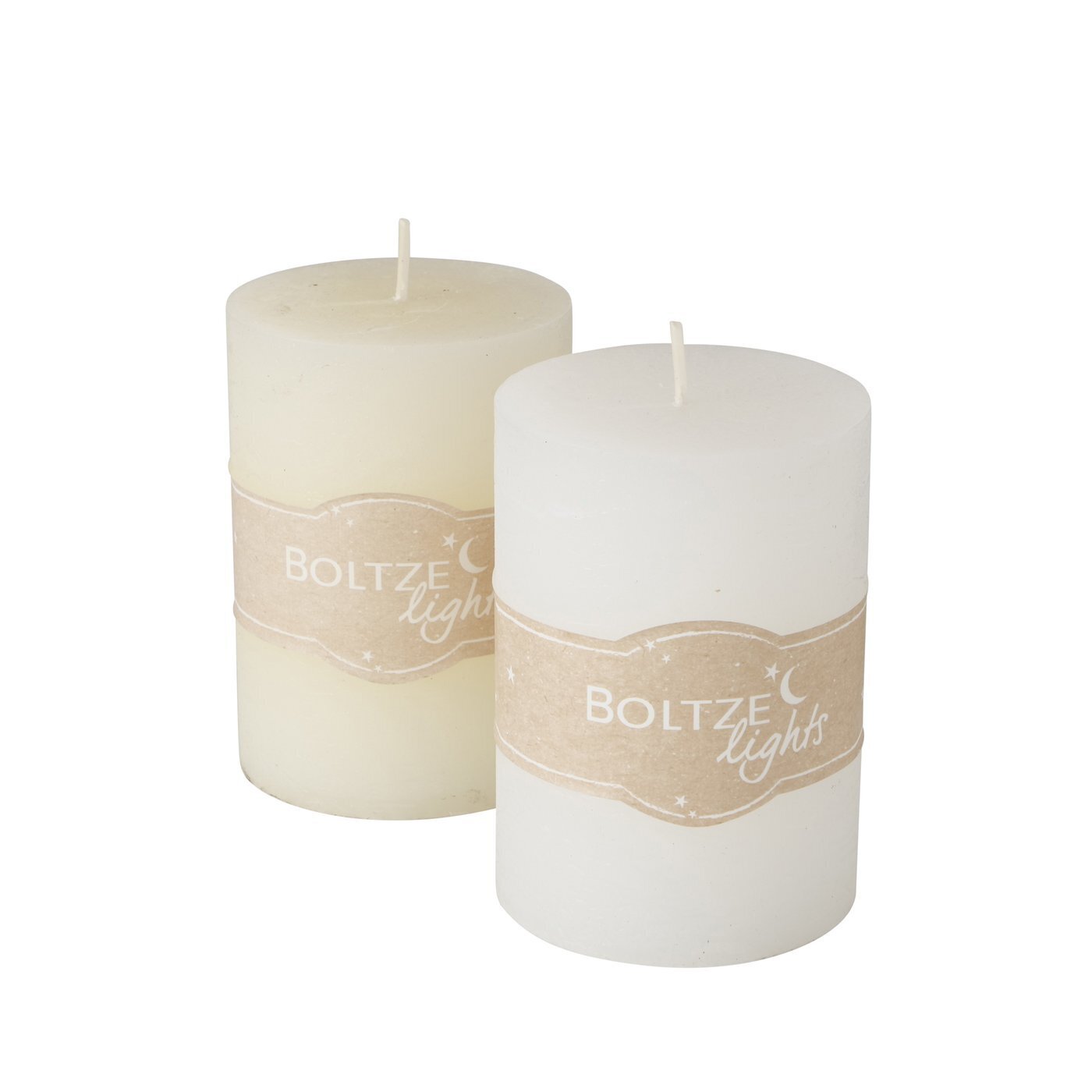 2er Set Stumpenkerze Basic, weiss 