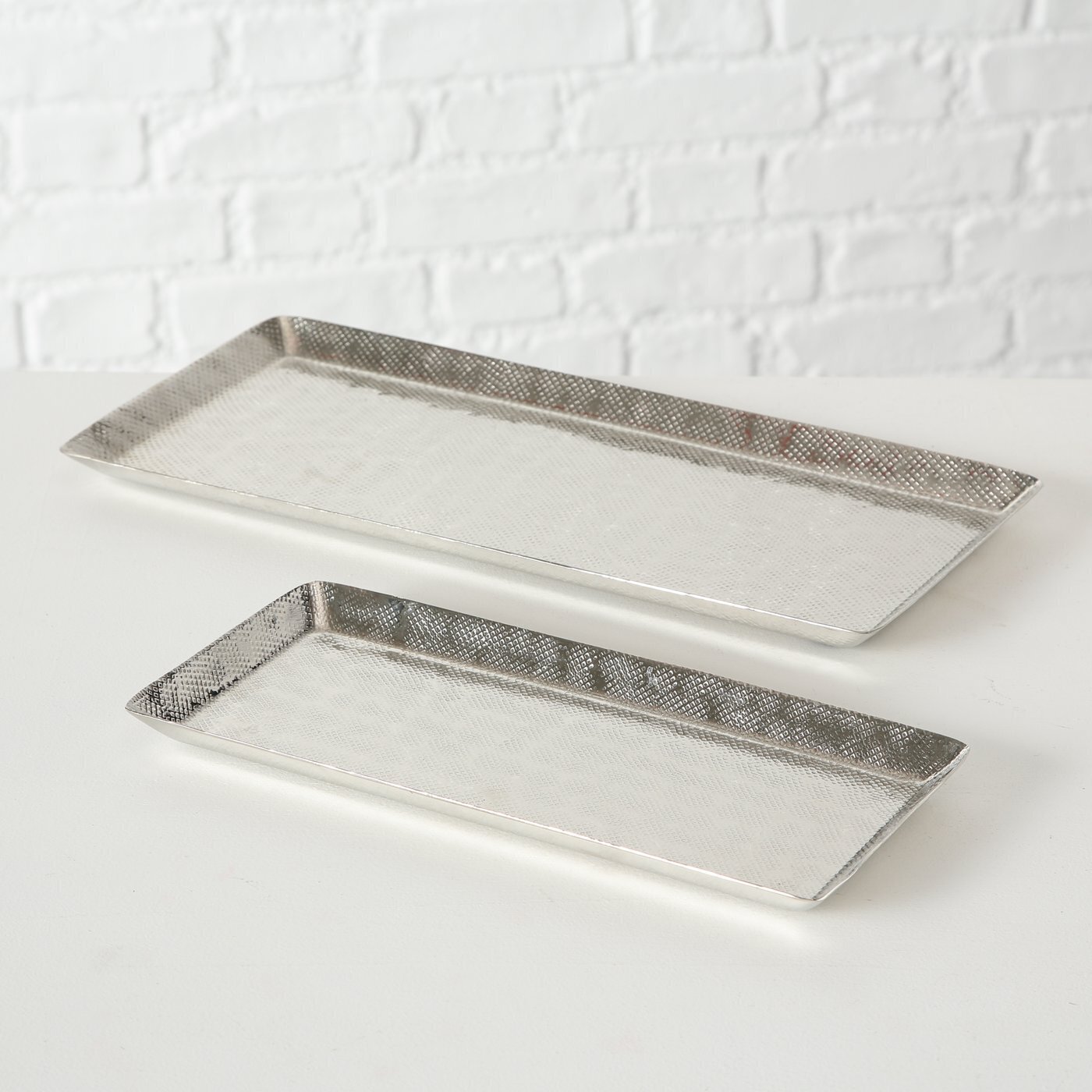 2er Set Tablett Dekotablett Detroit, silber