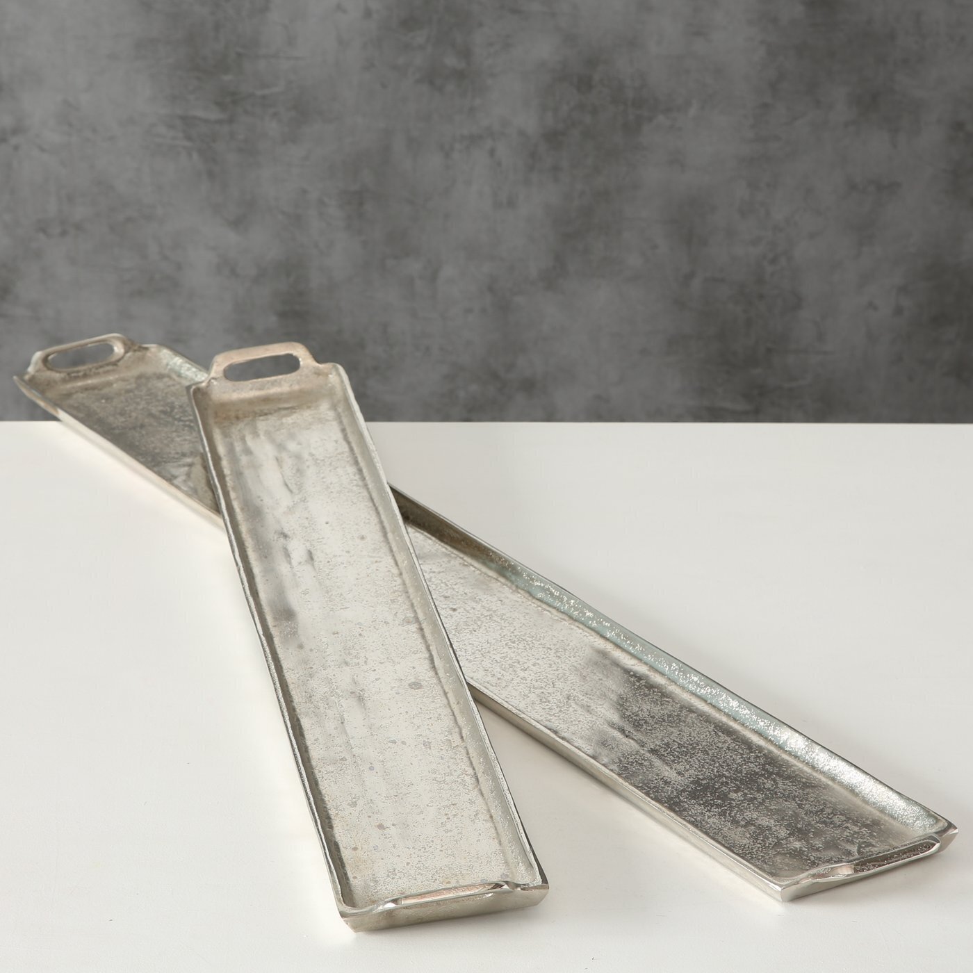 2er Set Tablett Dekotablett Rhys, silber 