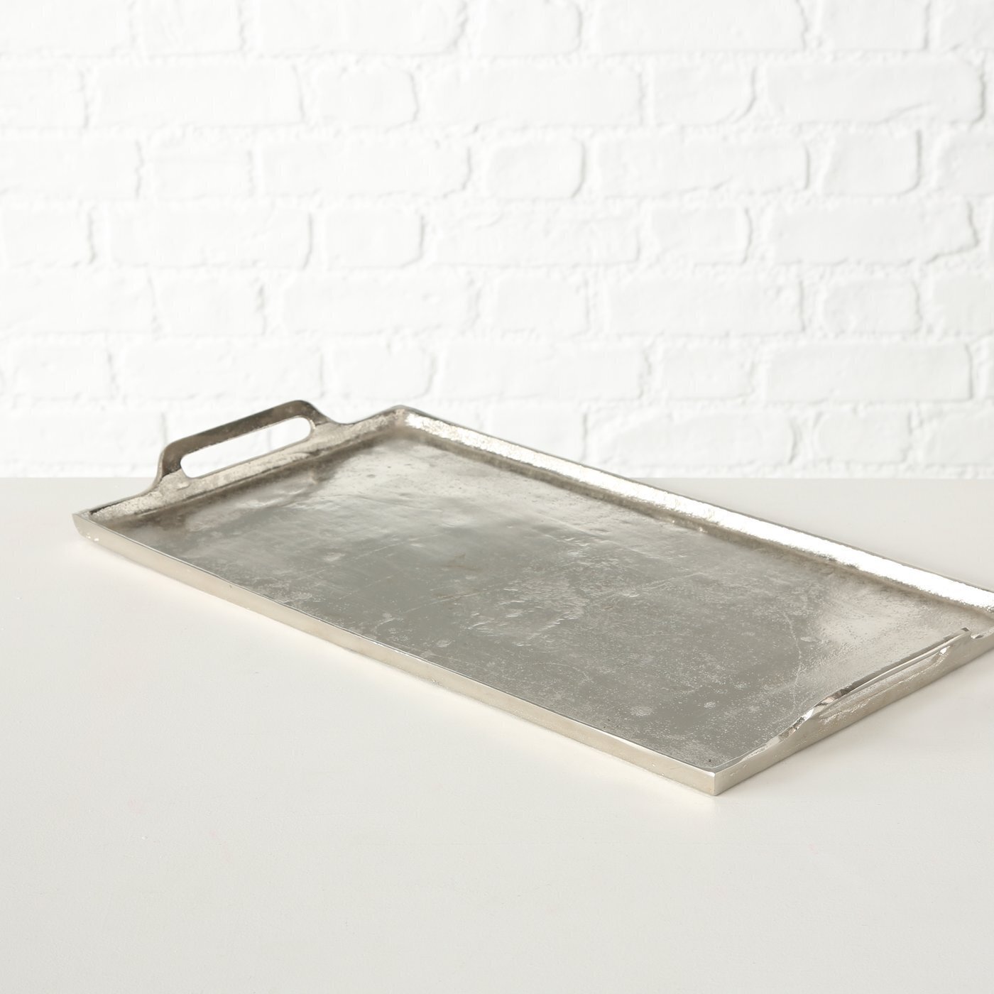 2er Set Tablett Dekotablett Rhys, silber 