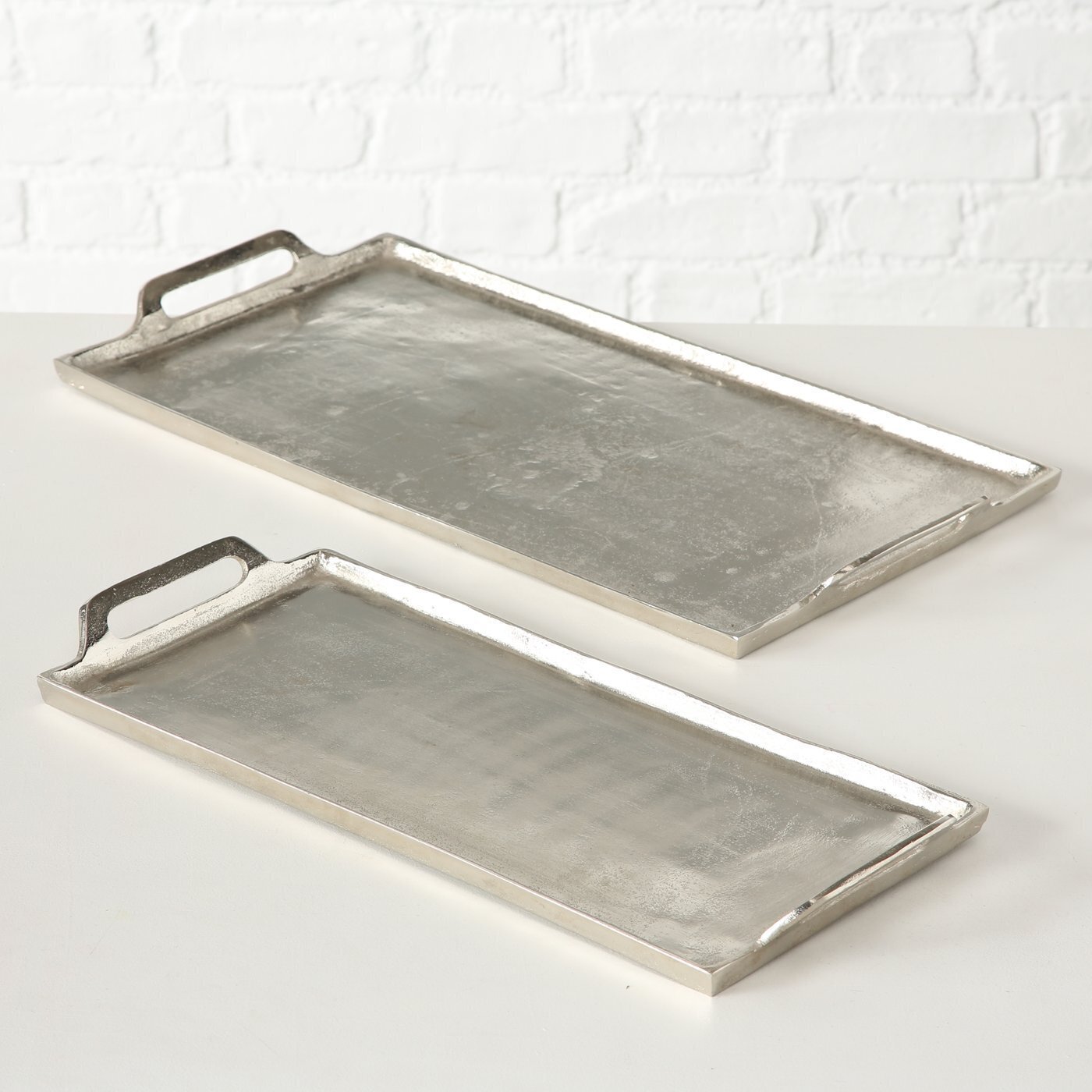 2er Set Tablett Dekotablett Rhys, silber 