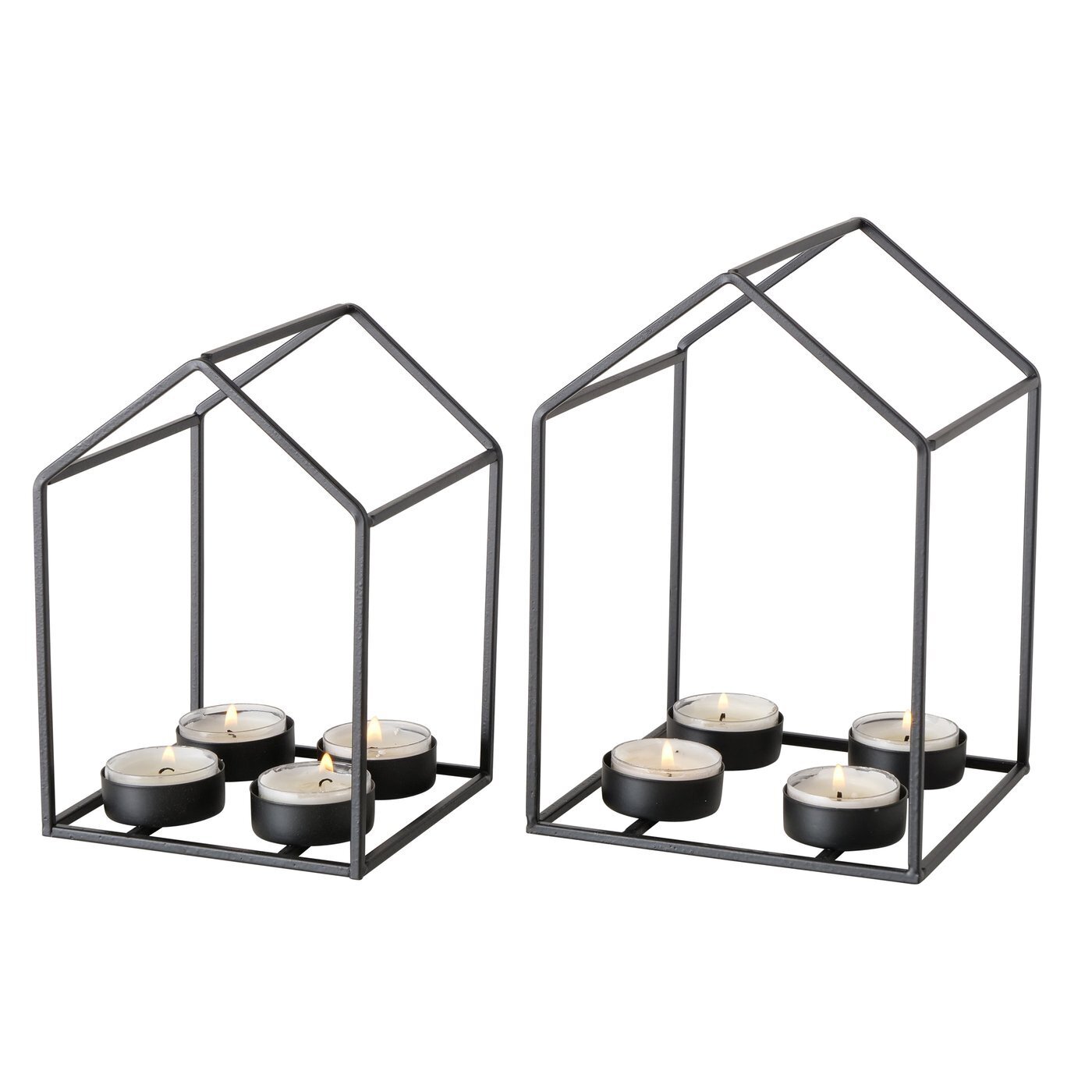 2er Set Teelichthalter Draga, schwarz 
