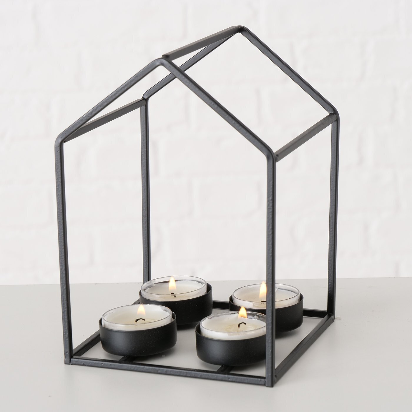 2er Set Teelichthalter Draga, schwarz 