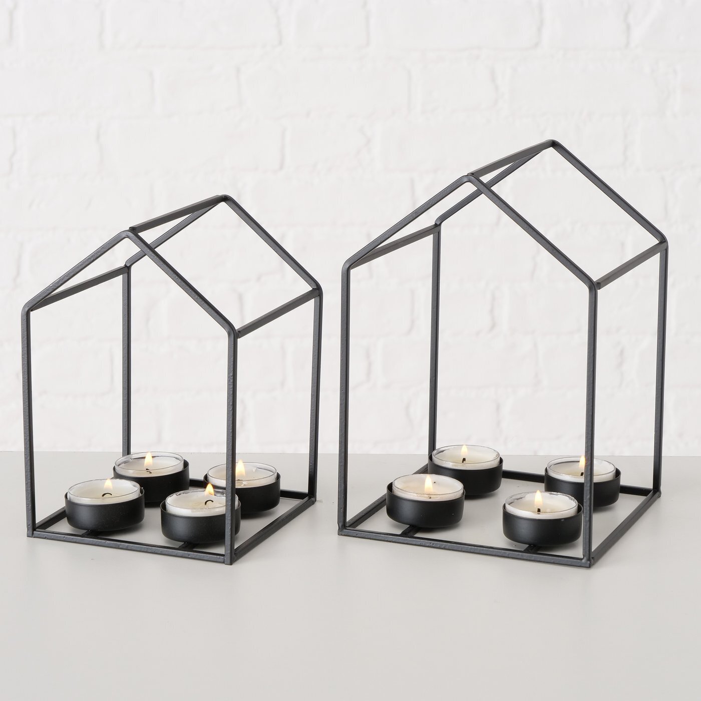 2er Set Teelichthalter Draga, schwarz 