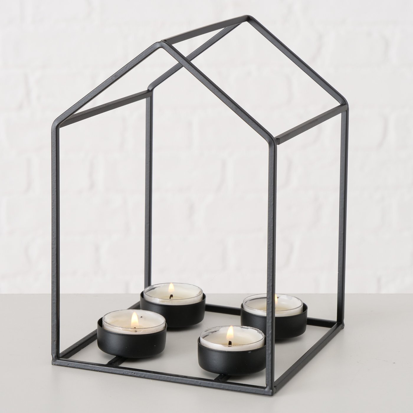 2er Set Teelichthalter Draga, schwarz 
