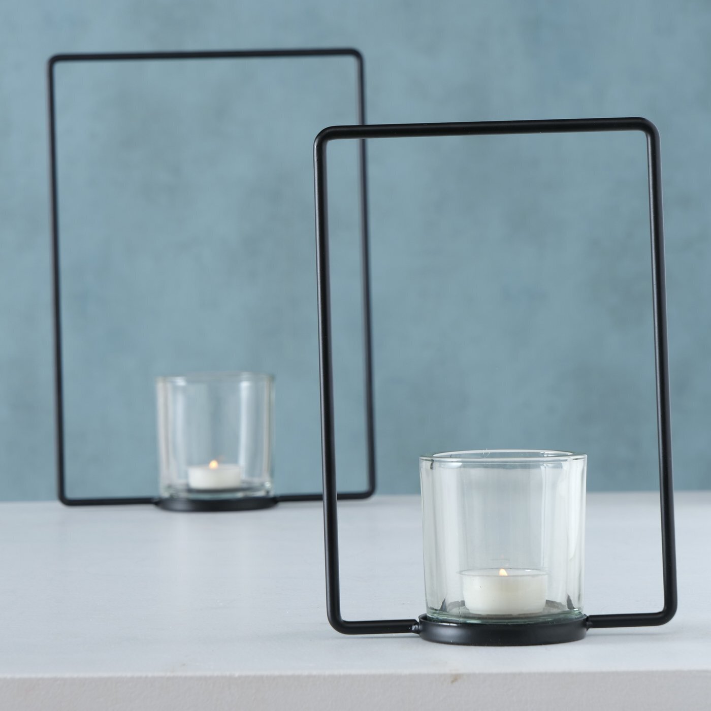2er Set Teelichthalter Franjo, schwarz 