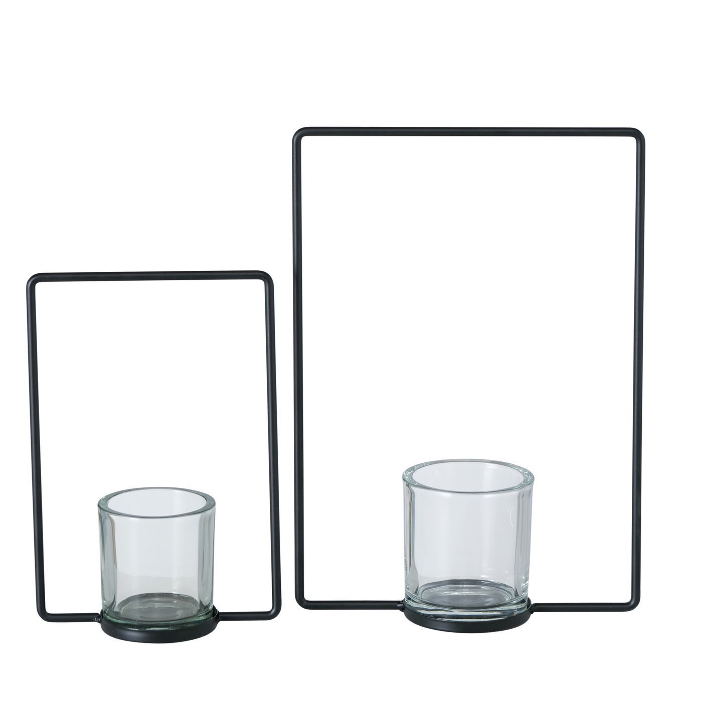 2er Set Teelichthalter Franjo, schwarz 