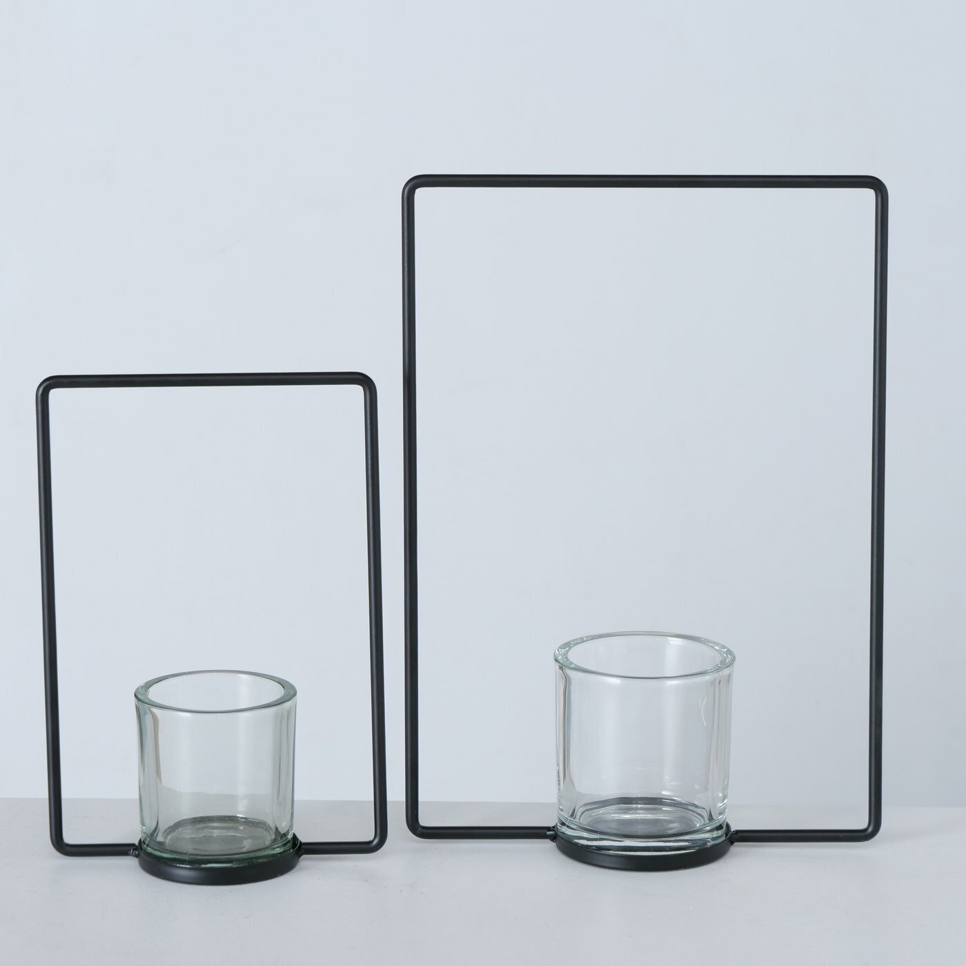 2er Set Teelichthalter Franjo, schwarz 