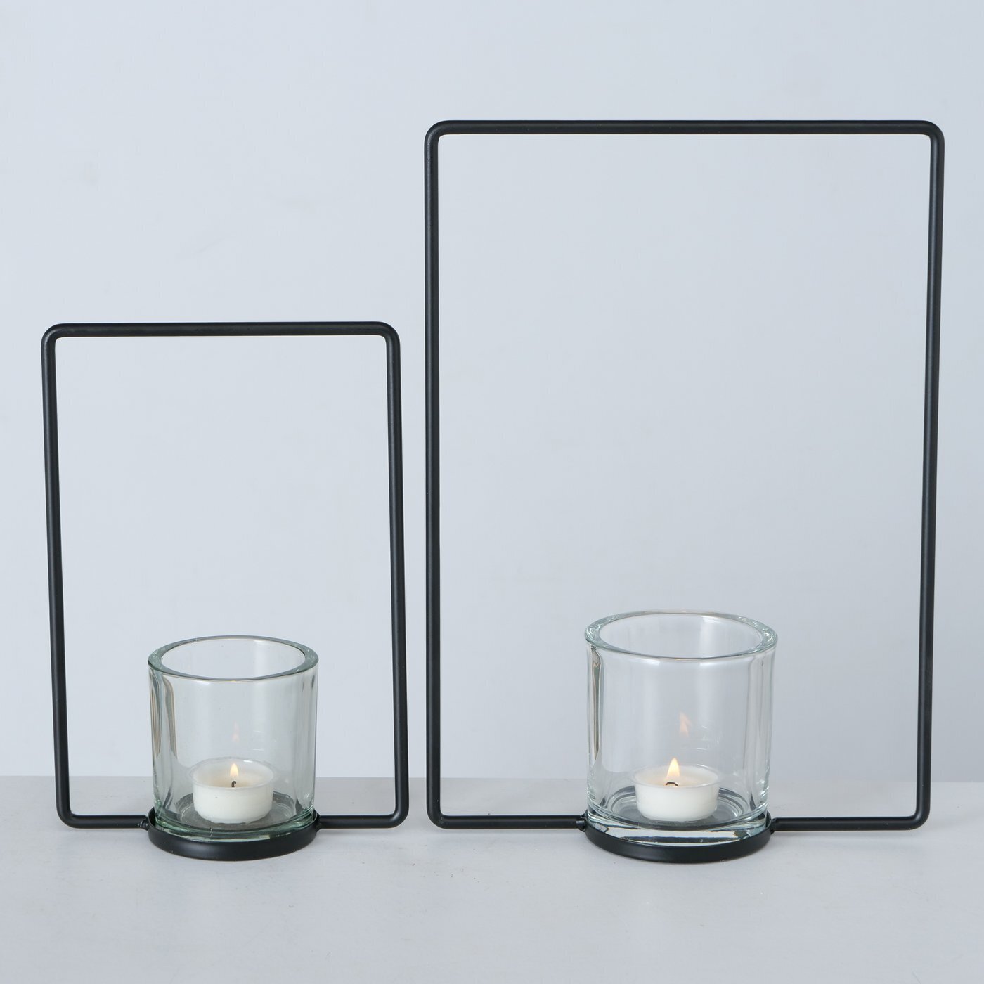 2er Set Teelichthalter Franjo, schwarz 