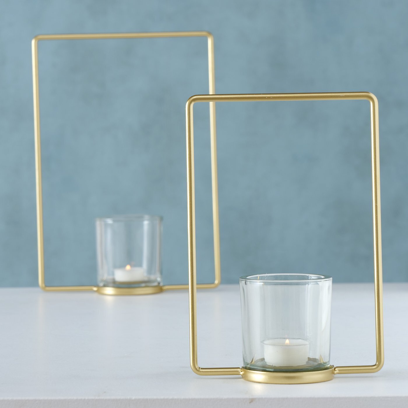 2er Set Teelichthalter Franjo, gold 