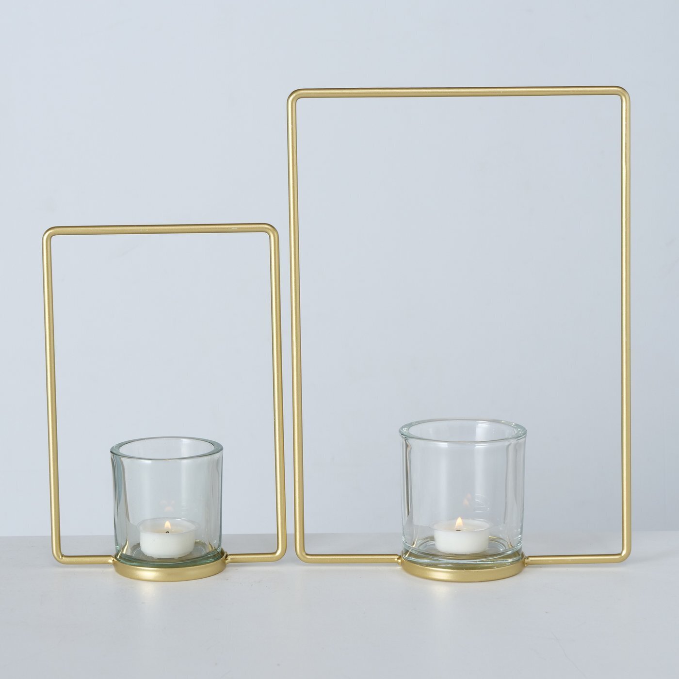 2er Set Teelichthalter Franjo, gold 