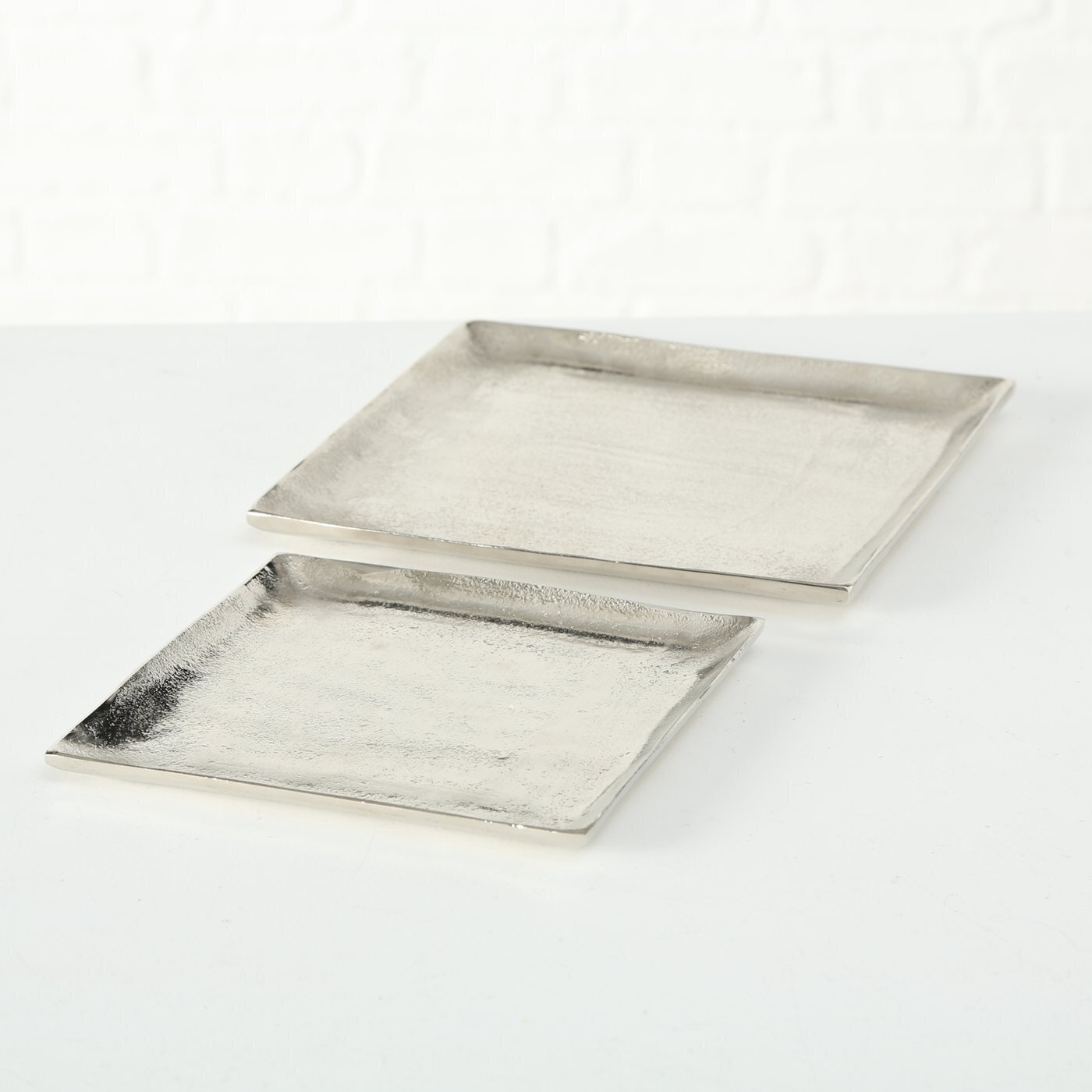 2er Set Teller Dekotablett Flaire quadratisch, silber 