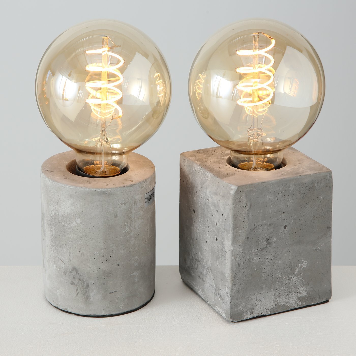 2er Set Tischleuchte Beton, grau 