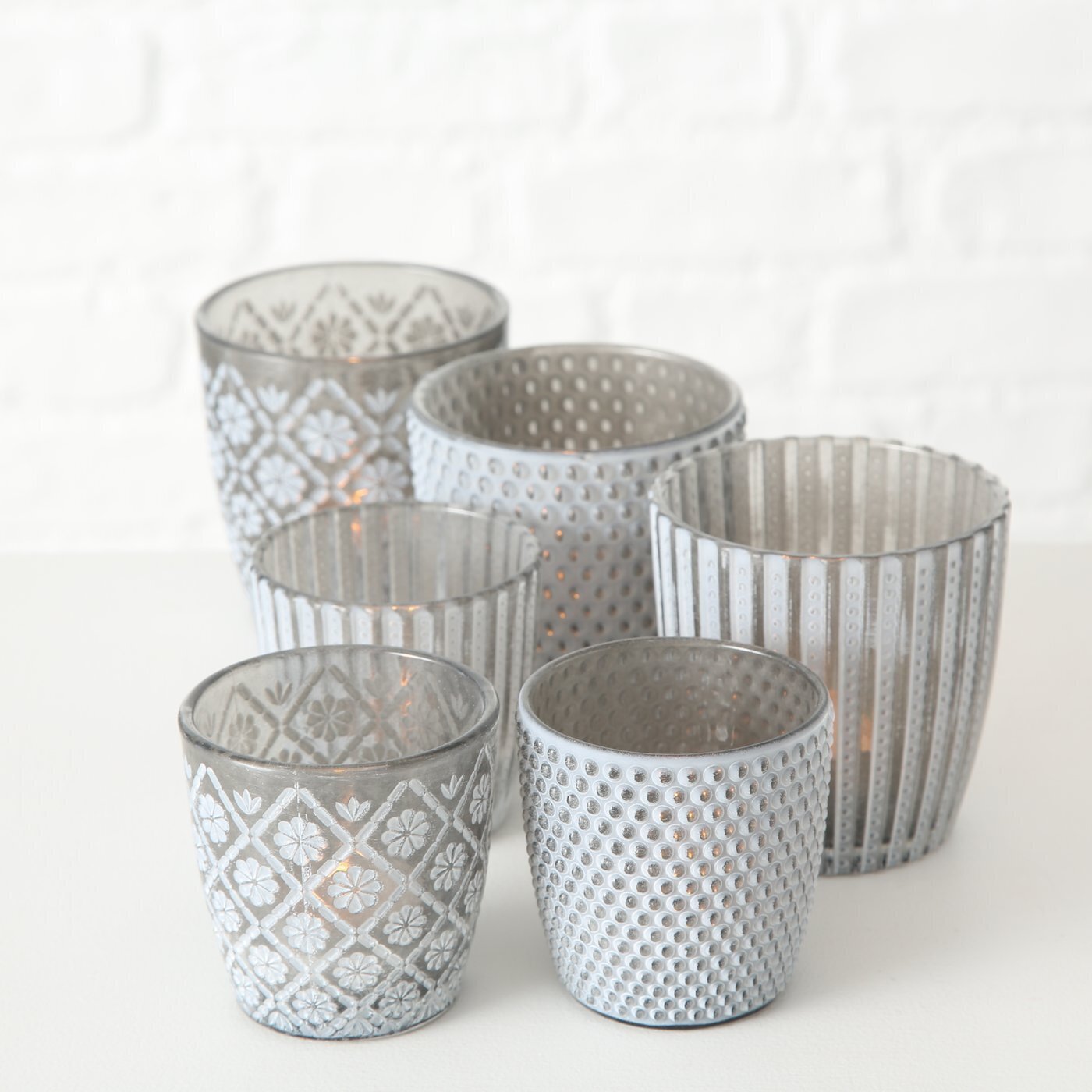 2er-Set Windlicht Patty, grau 