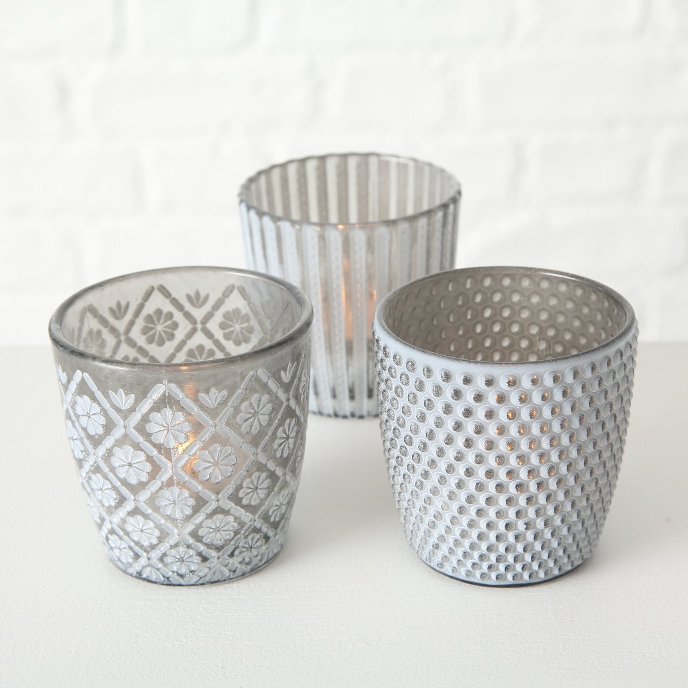 2er-Set Windlicht Patty, grau 