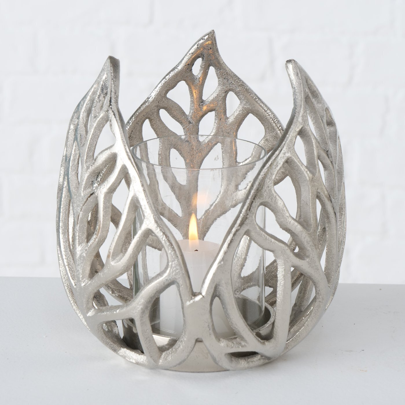 2er Set Windlicht Sumati, silber 