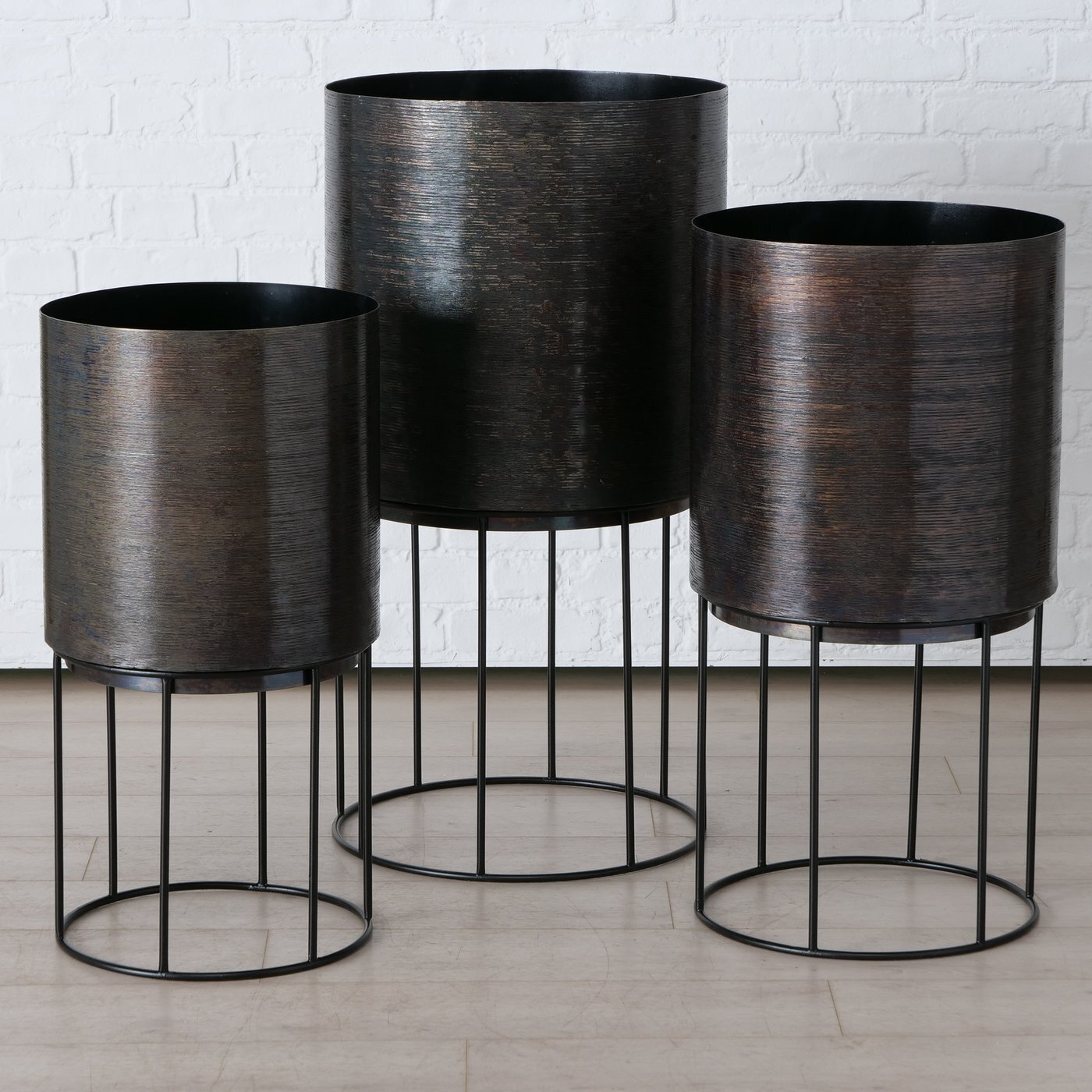 3er Set Blumentopf Golia, dunkelgrau 