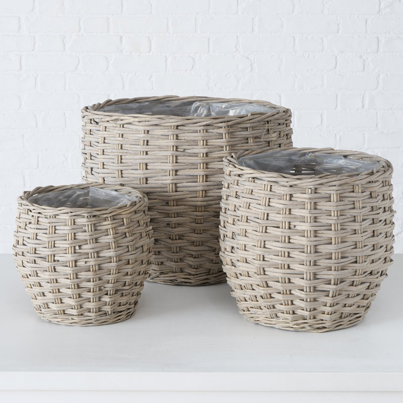 3er Set Blumentopf Pflanzkorb Malonia, natur