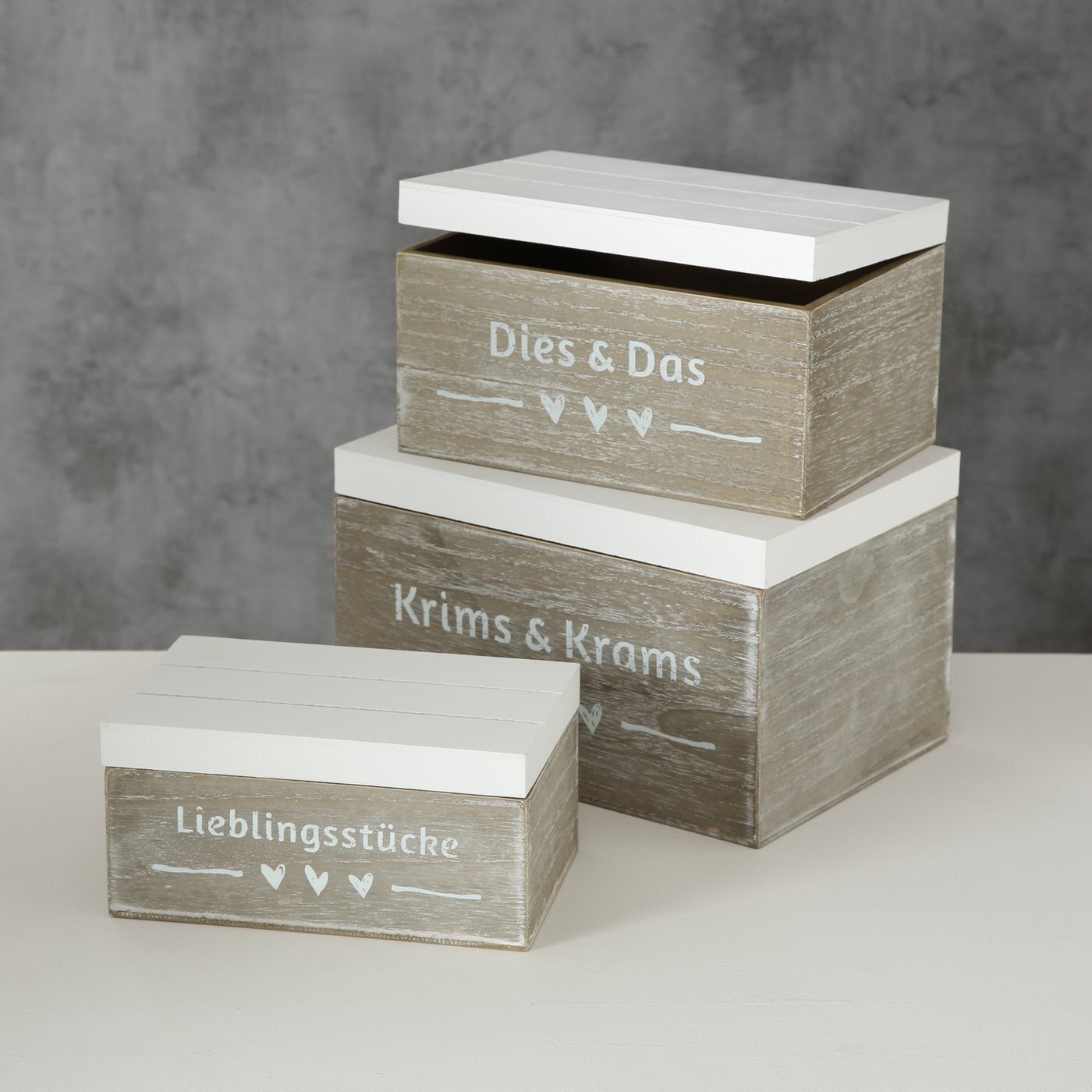 3er-Set Box Carola, grau 