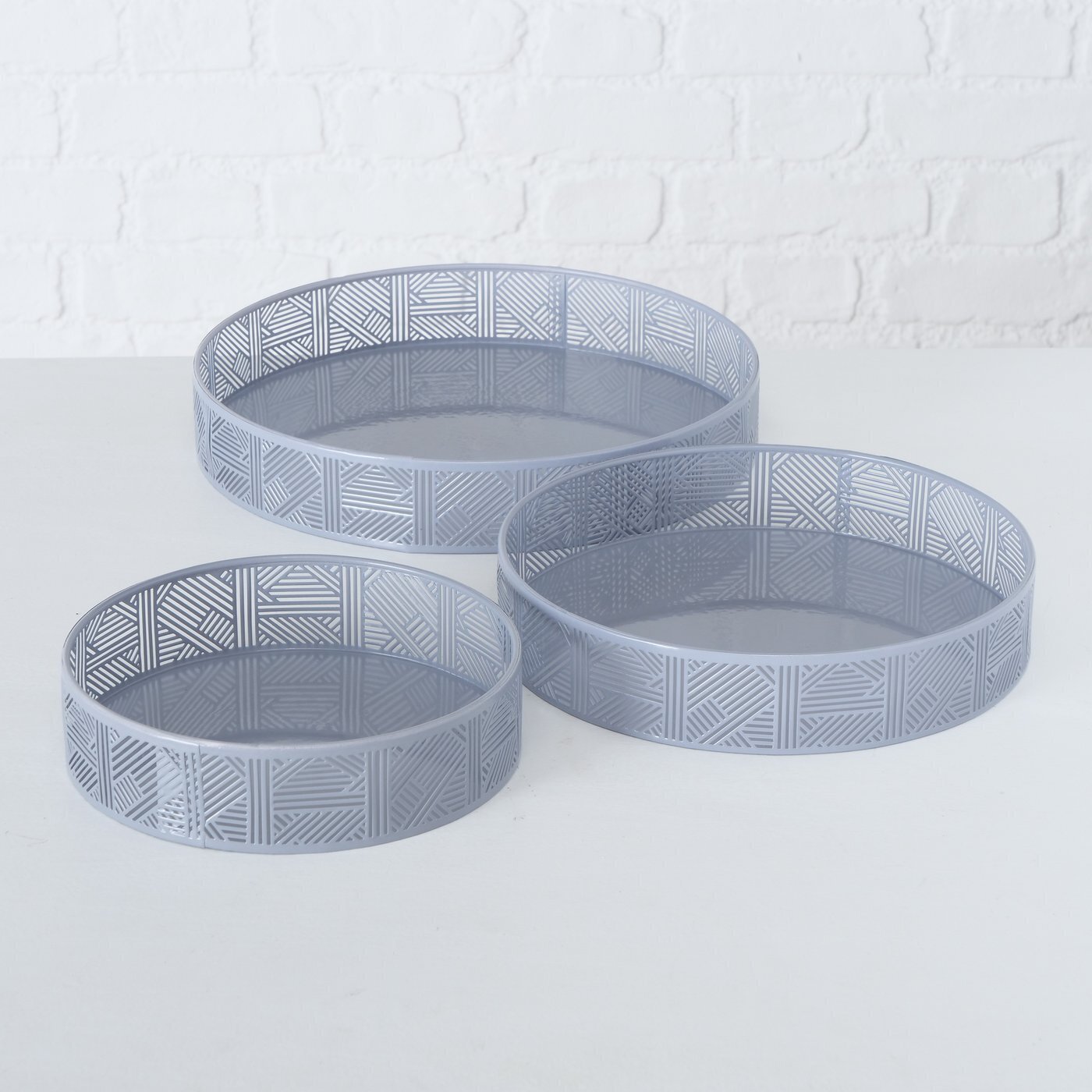 3er Set Dekotablett Solveig, blau 