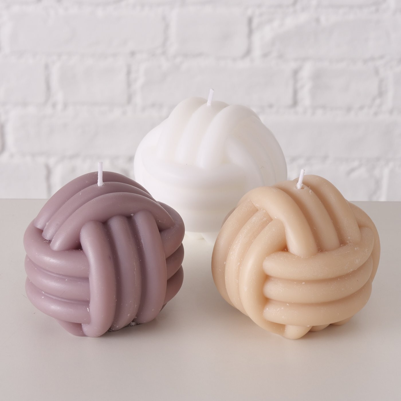 3er Set Kerze in Sonderformen, diverse Knot