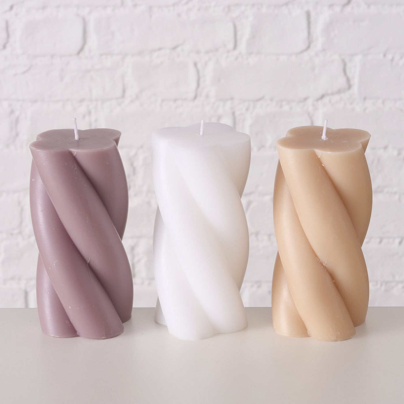 3er Set Kerze in Sonderformen, diverse Twist