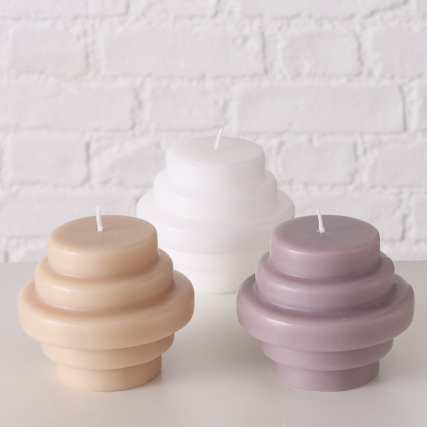 3er Set Kerze in Sonderformen, diverse Trapeca