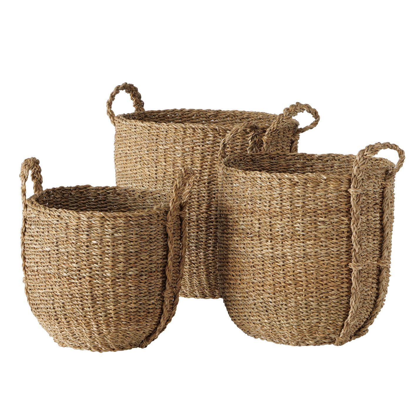 3er Set Korb Sophy aus Seegras, natur Ø33-40 x H31-40 cm