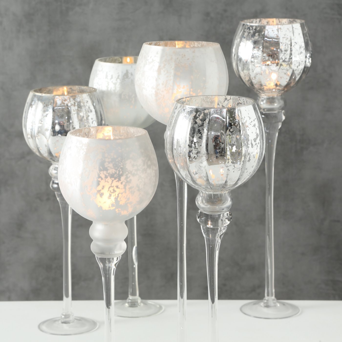 3er Set Windlicht Manou silber, silber 